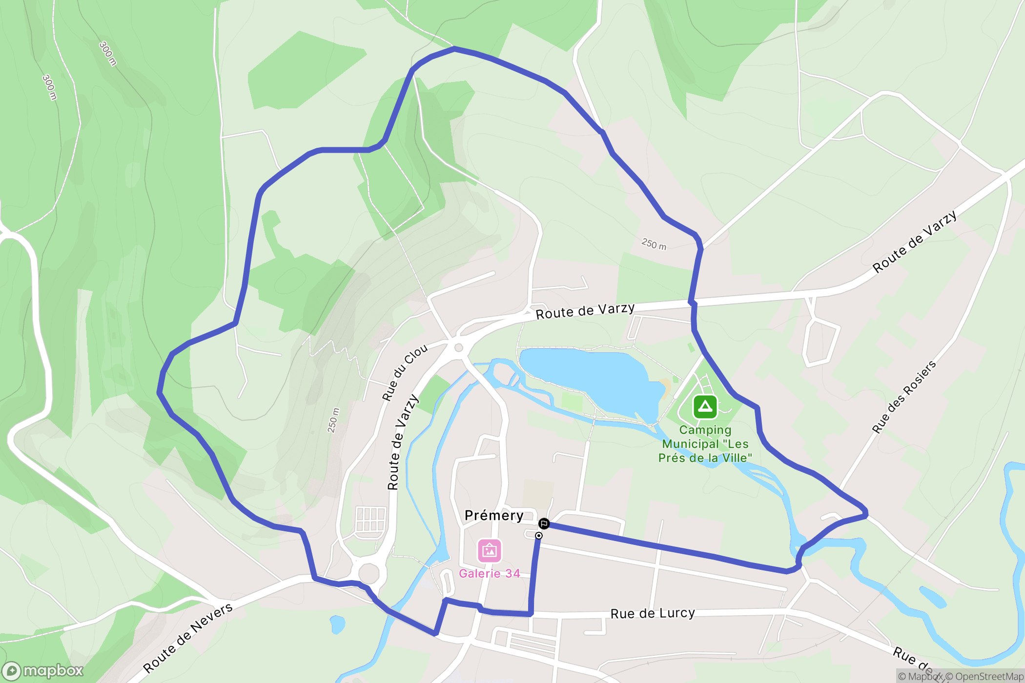 Prémery : carte du parcours de randonnée - France