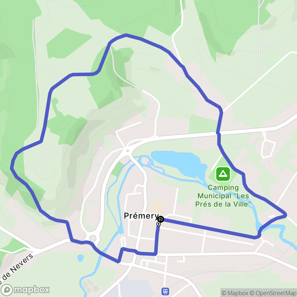 Prémery : carte du parcours de randonnée - France