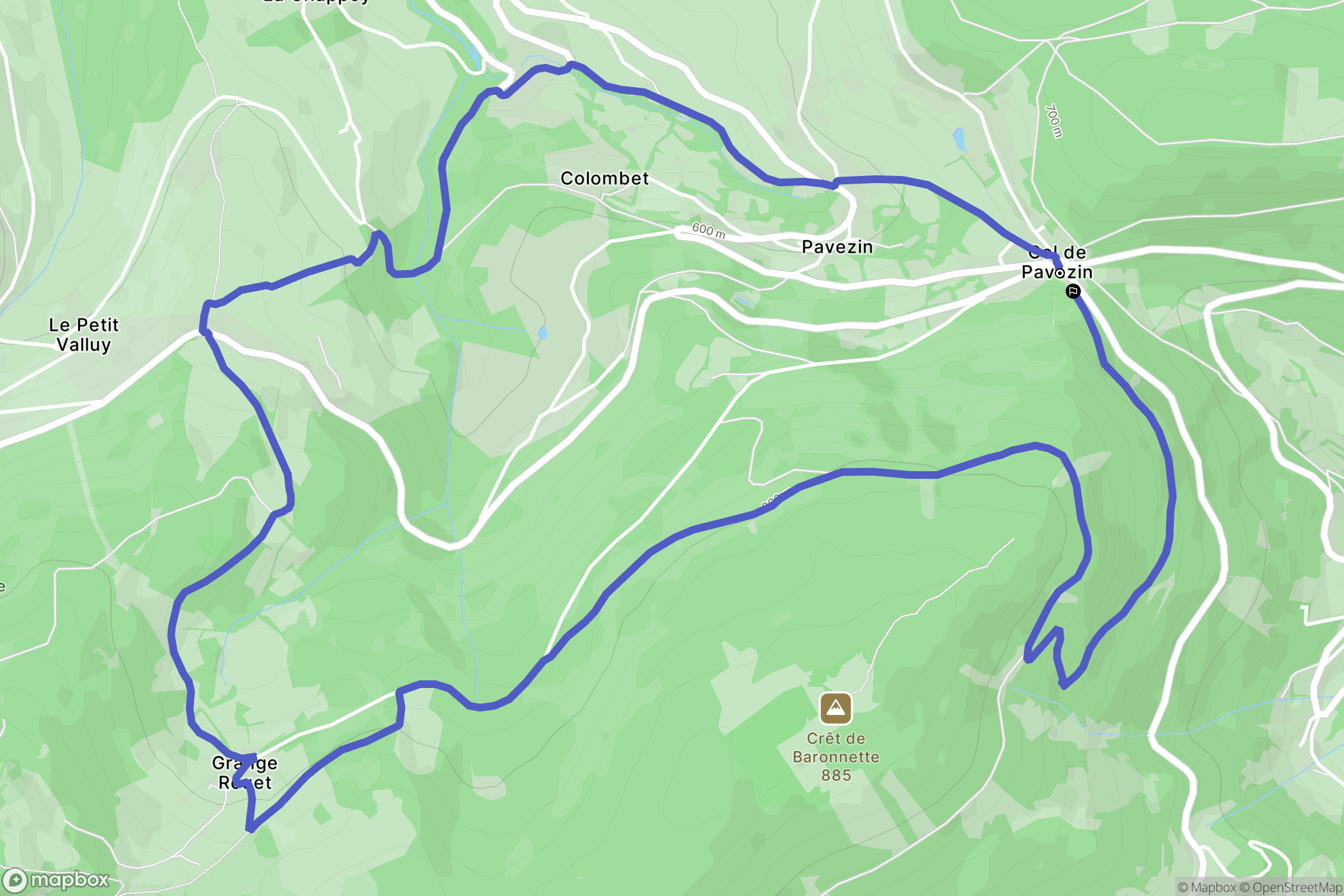 Chuyer : carte du parcours de randonnée - France