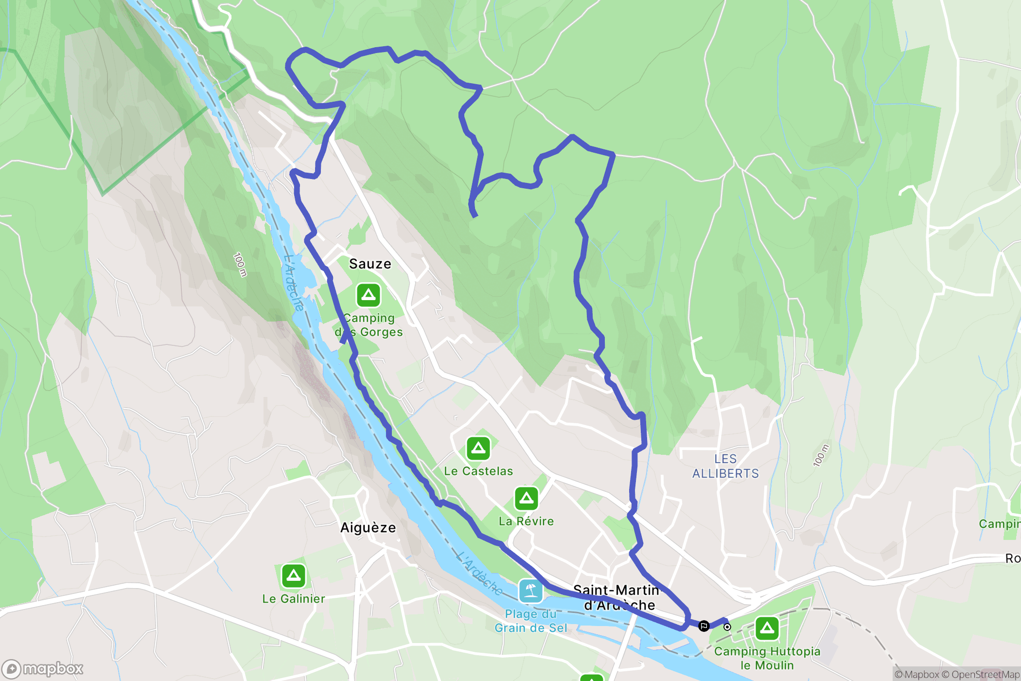 Saint-Martin-d'Ardèche : carte du parcours de randonnée - France