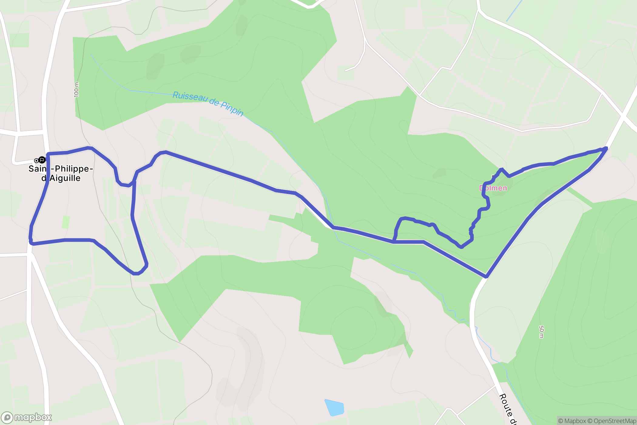Saint-Philippe-d'Aiguille : carte du parcours de randonnée - France