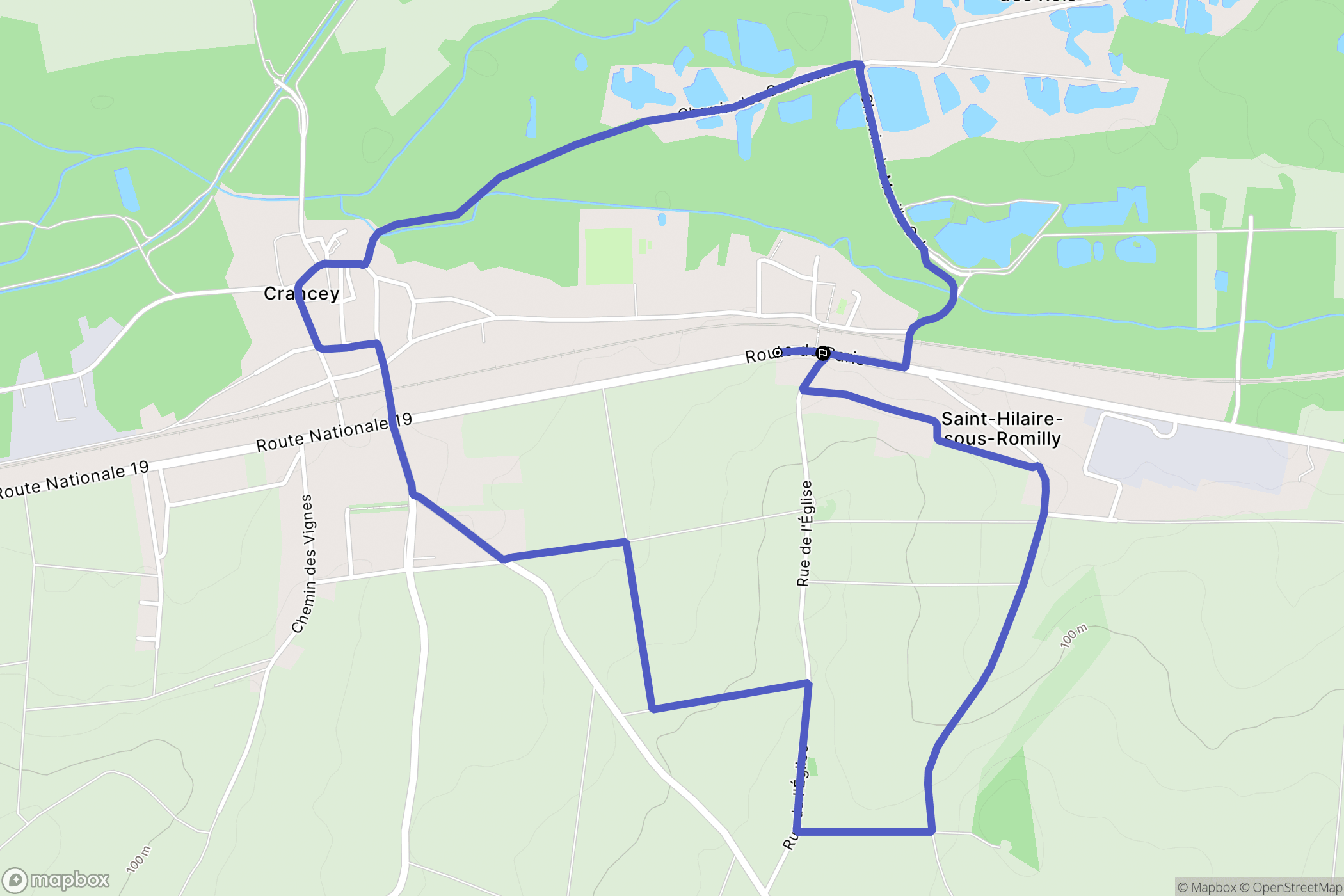 Saint-Hilaire-sous-Romilly : carte du parcours de randonnée - France