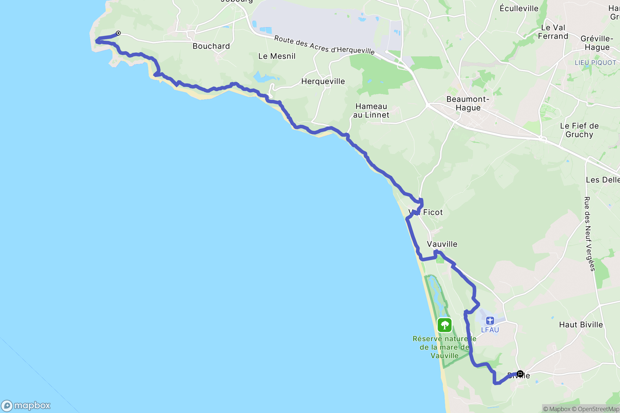 La Hague : carte du parcours de randonnée - France