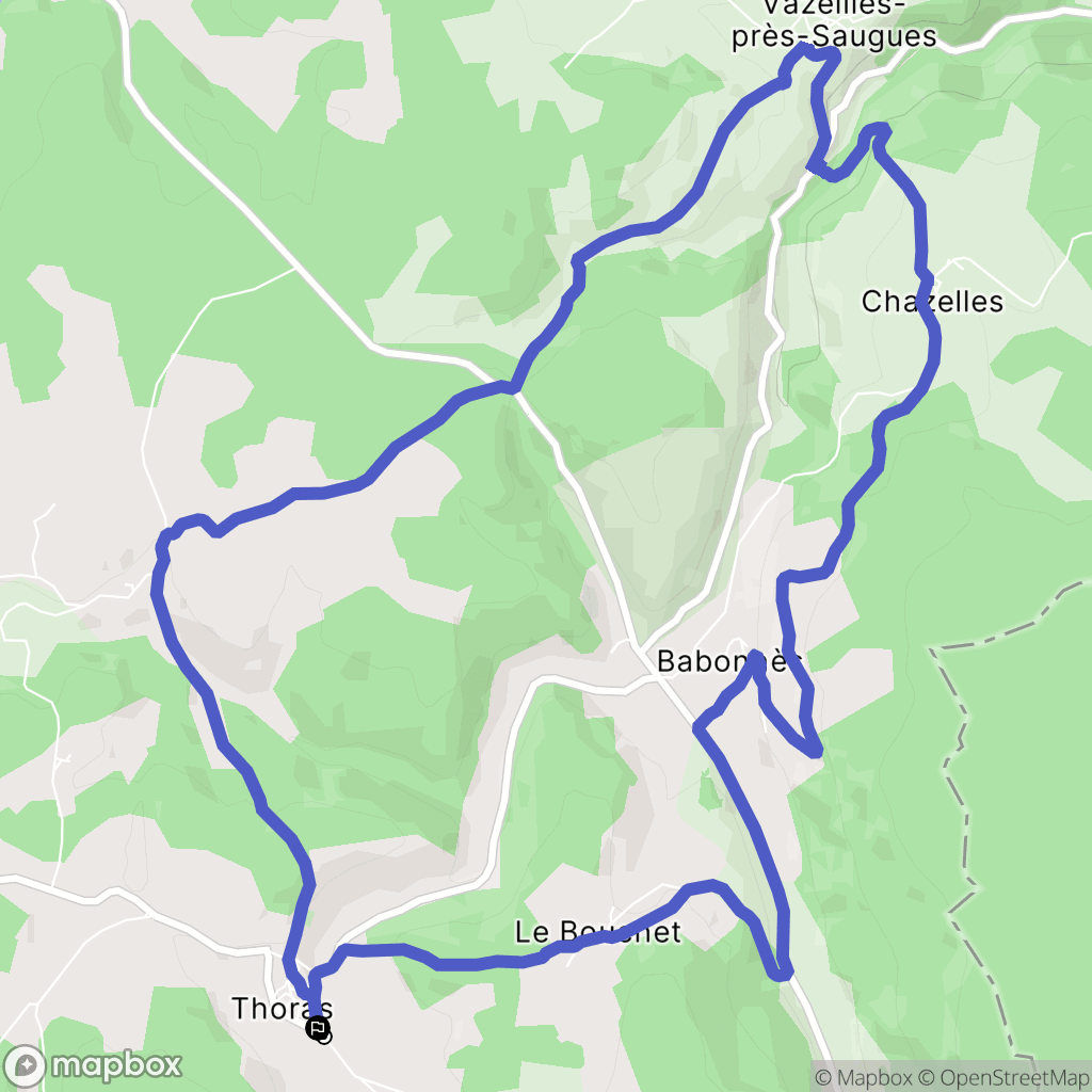 Thoras : carte du parcours de randonnée - France