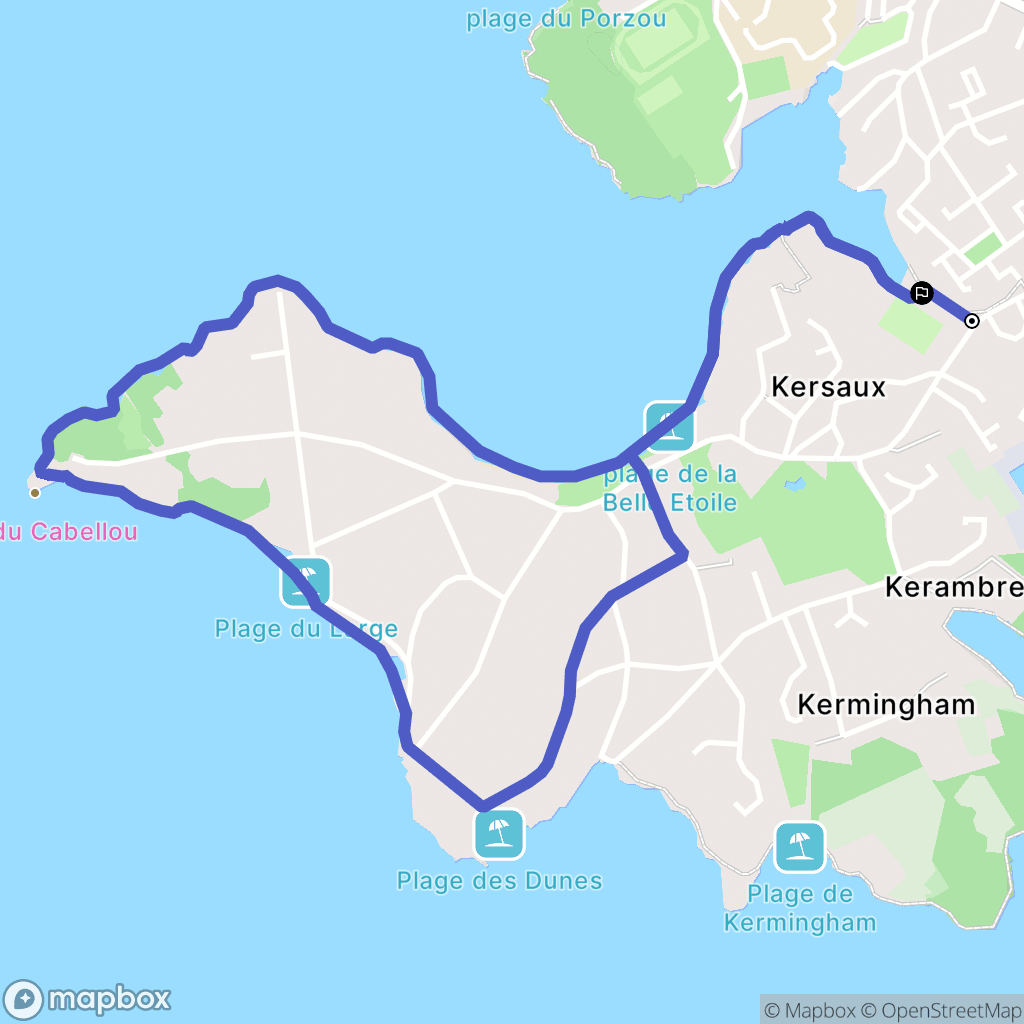 Concarneau : carte du parcours de randonnée - France