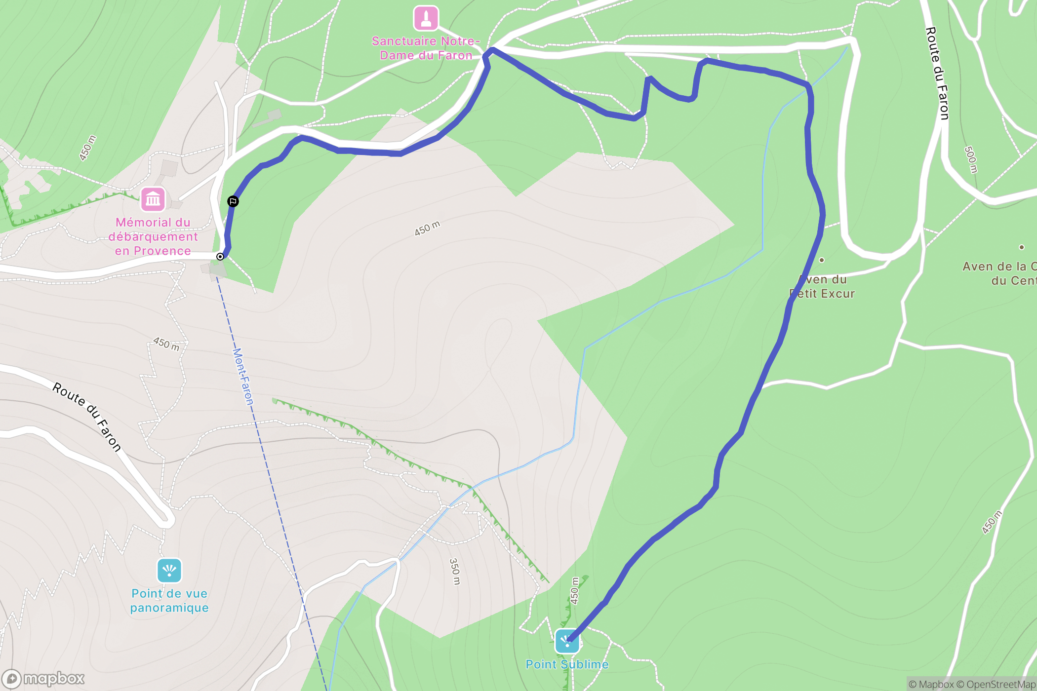 Toulon : carte du parcours de randonnée - France