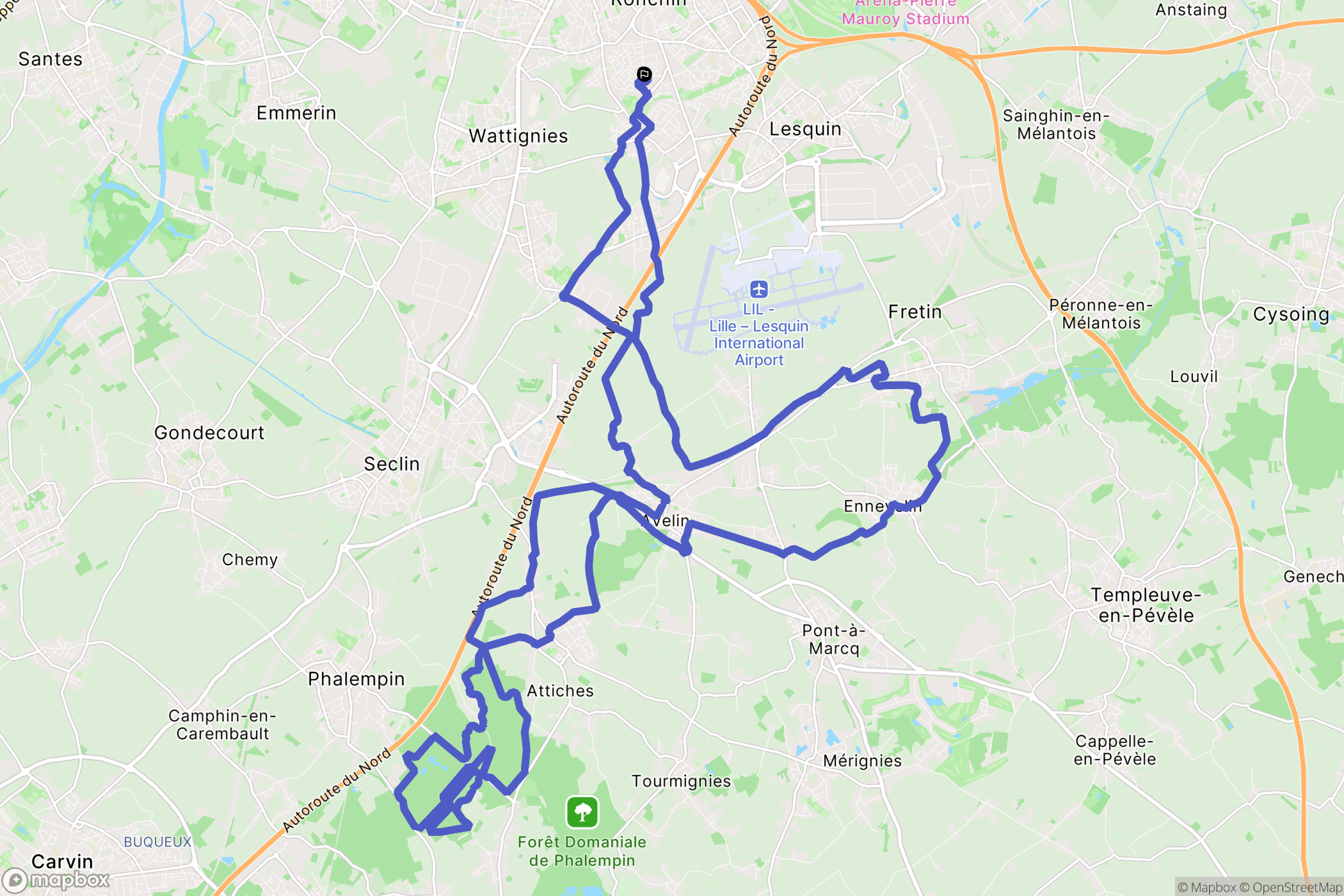 Faches-Thumesnil : carte du parcours de randonnée - France