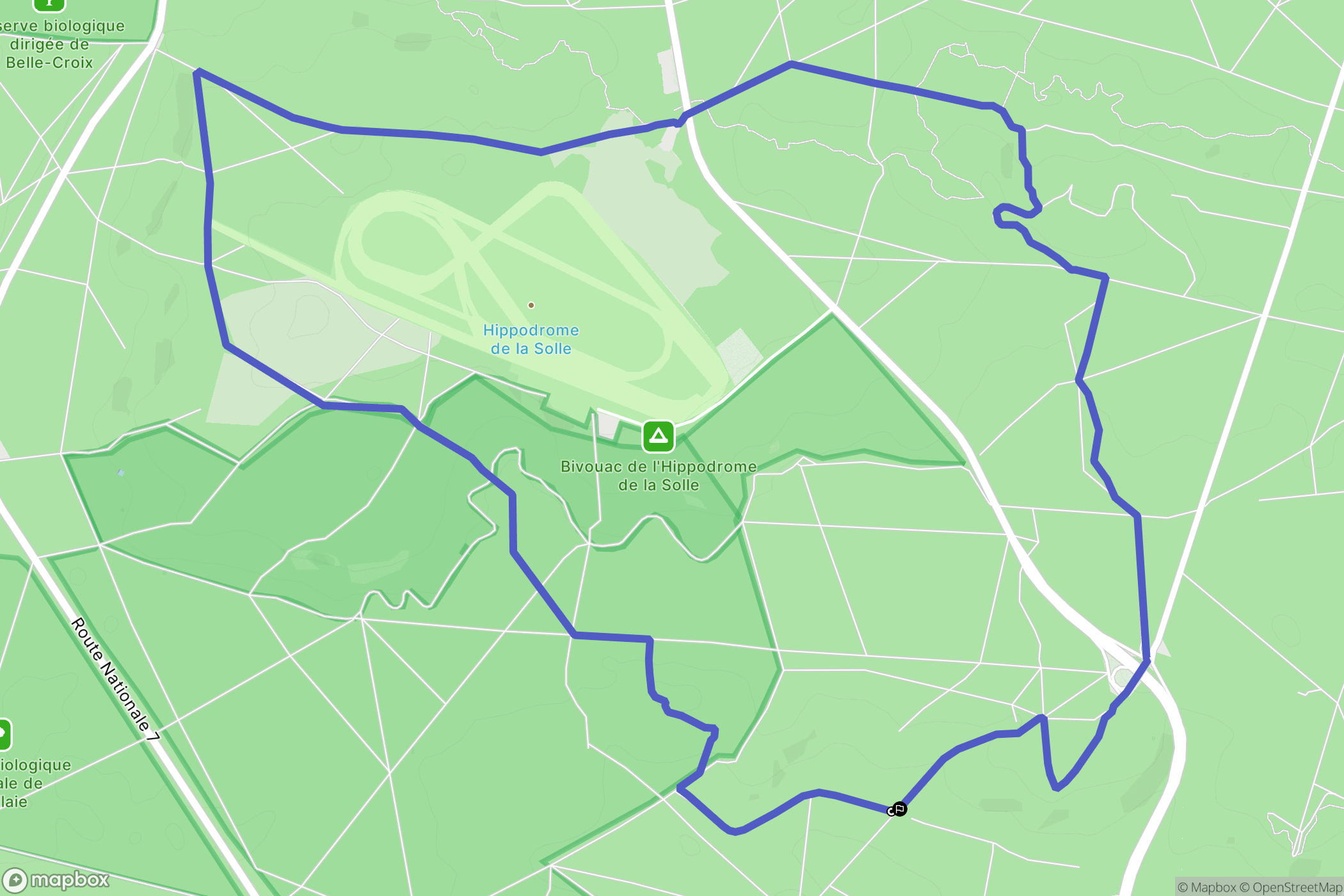 Fontainebleau : carte du parcours de randonnée - France