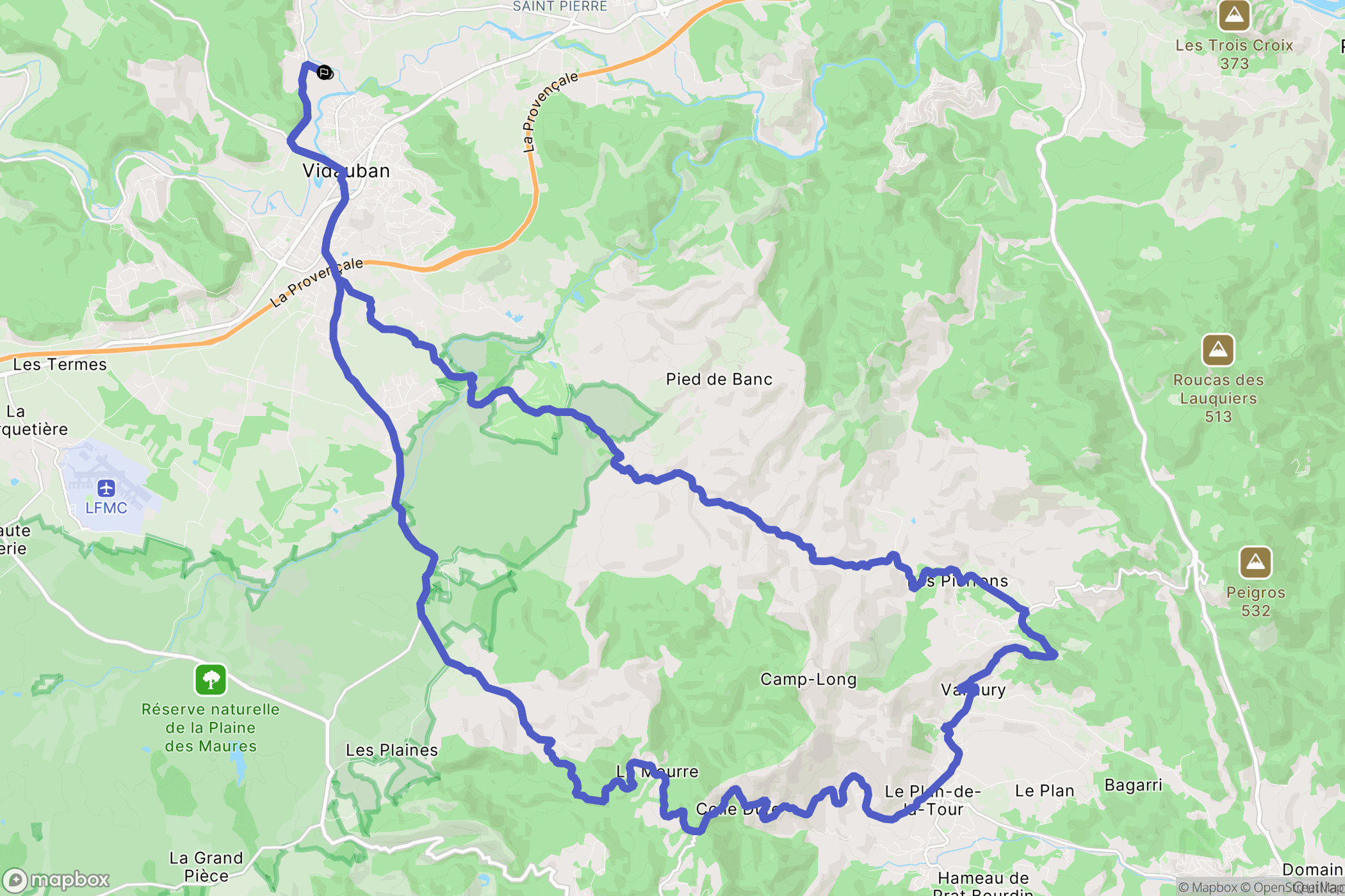 Taradeau : carte du parcours de randonnée - France