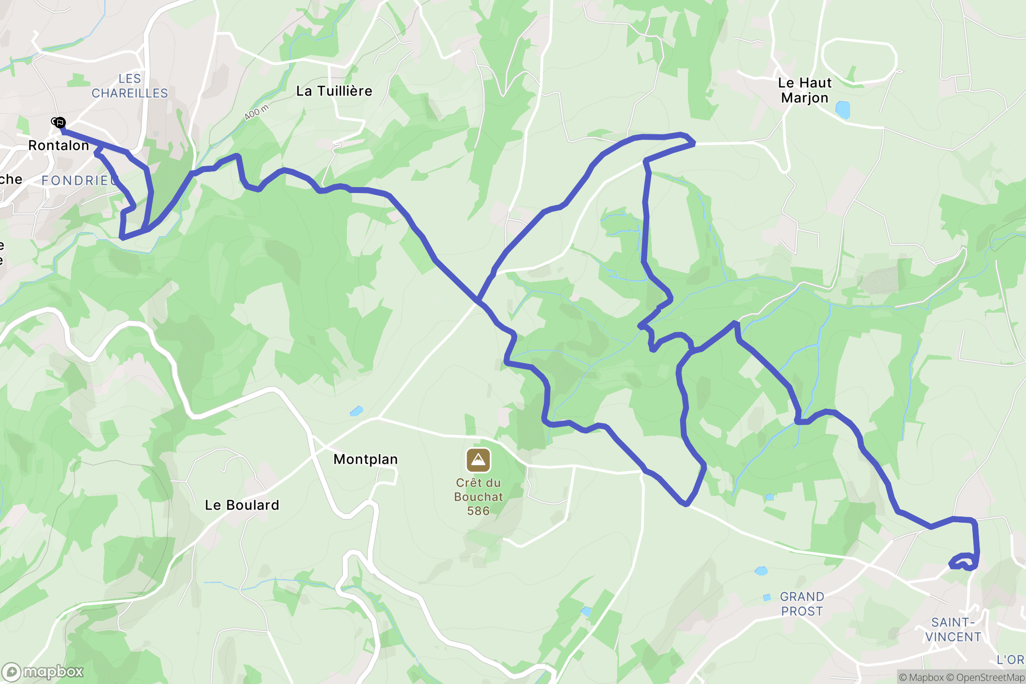 Rontalon : carte du parcours de randonnée - France