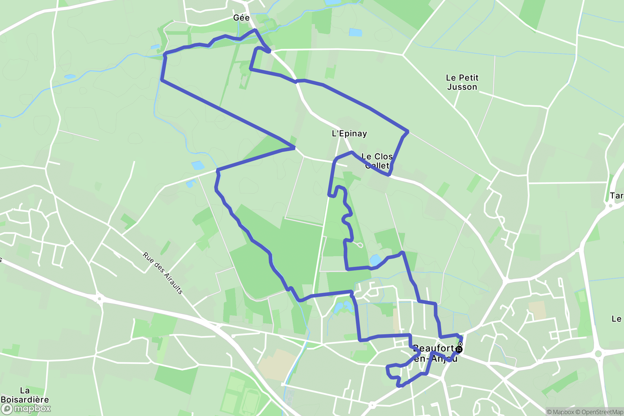 Beaufort-en-Anjou : carte du parcours de randonnée - France
