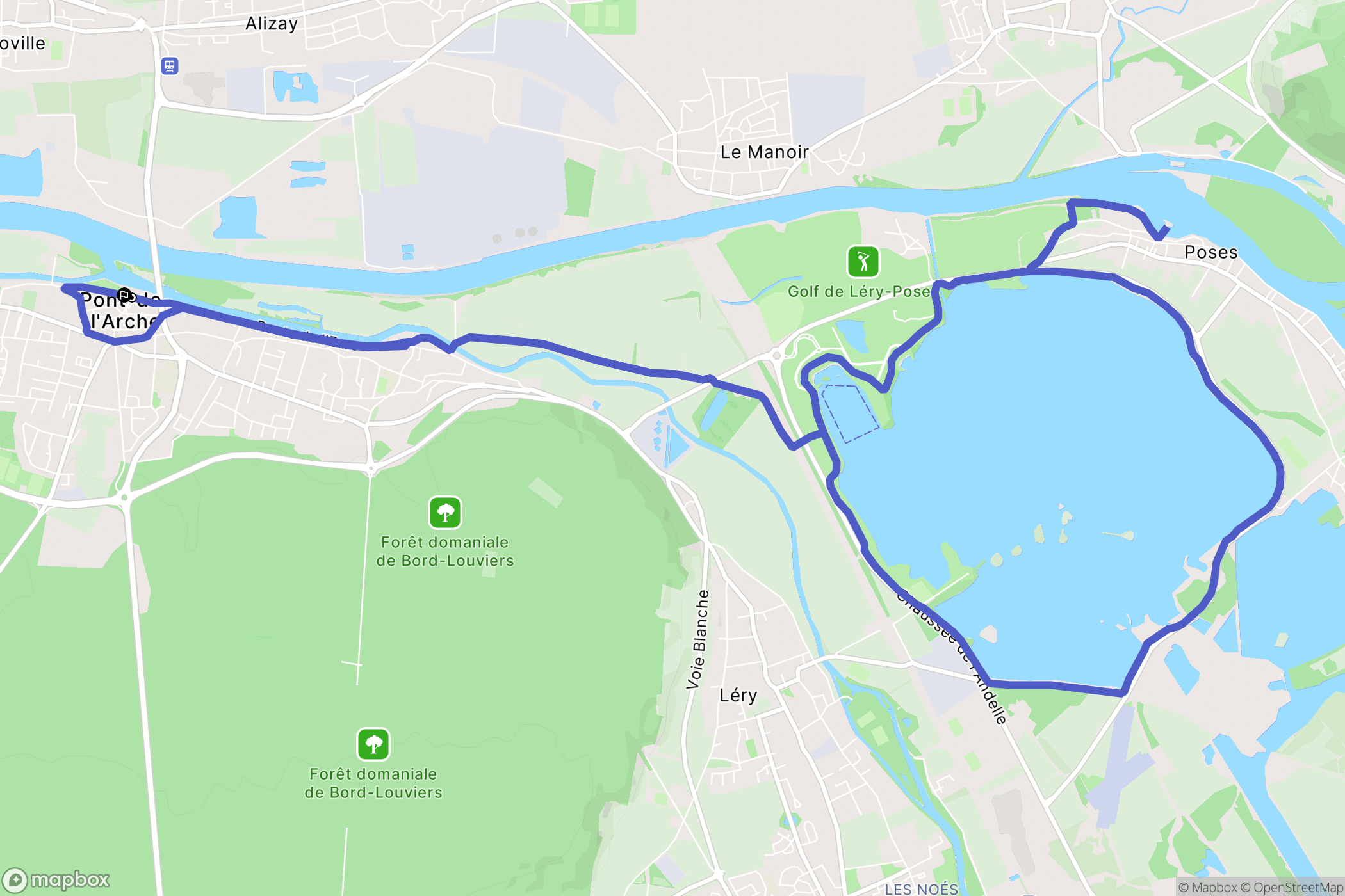 Pont-de-l'Arche : carte du parcours de randonnée - France
