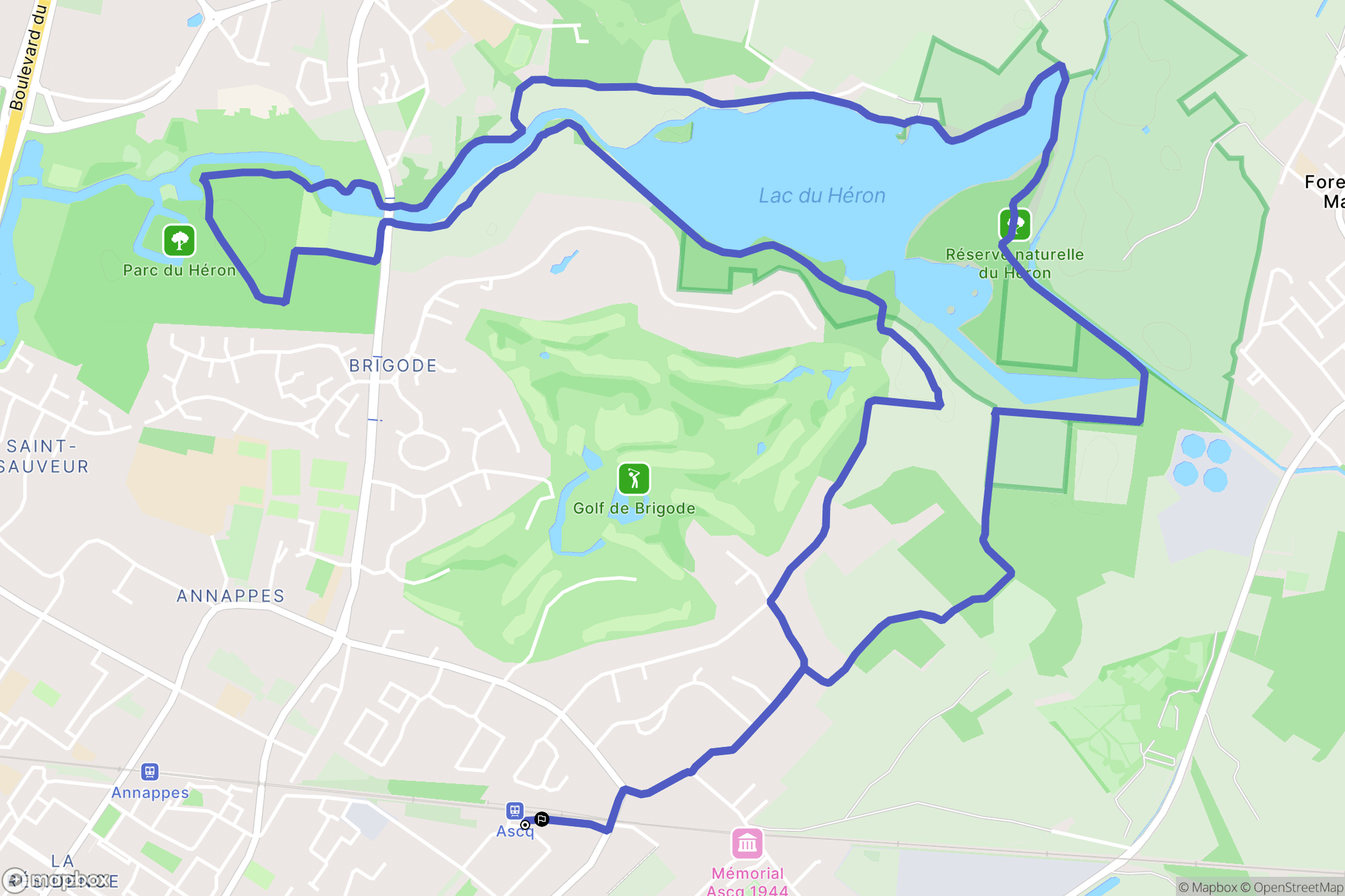 Asq : carte du parcours de randonnée - France