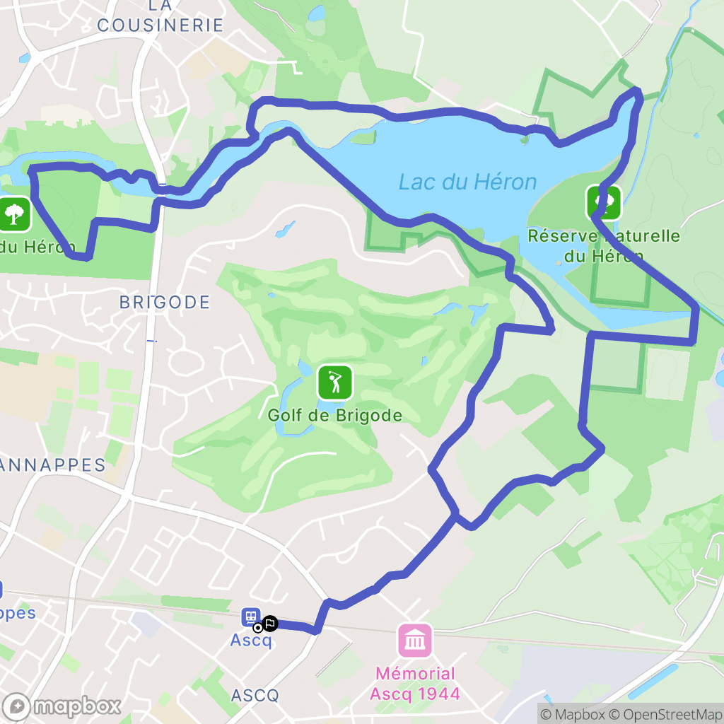Asq : carte du parcours de randonnée - France