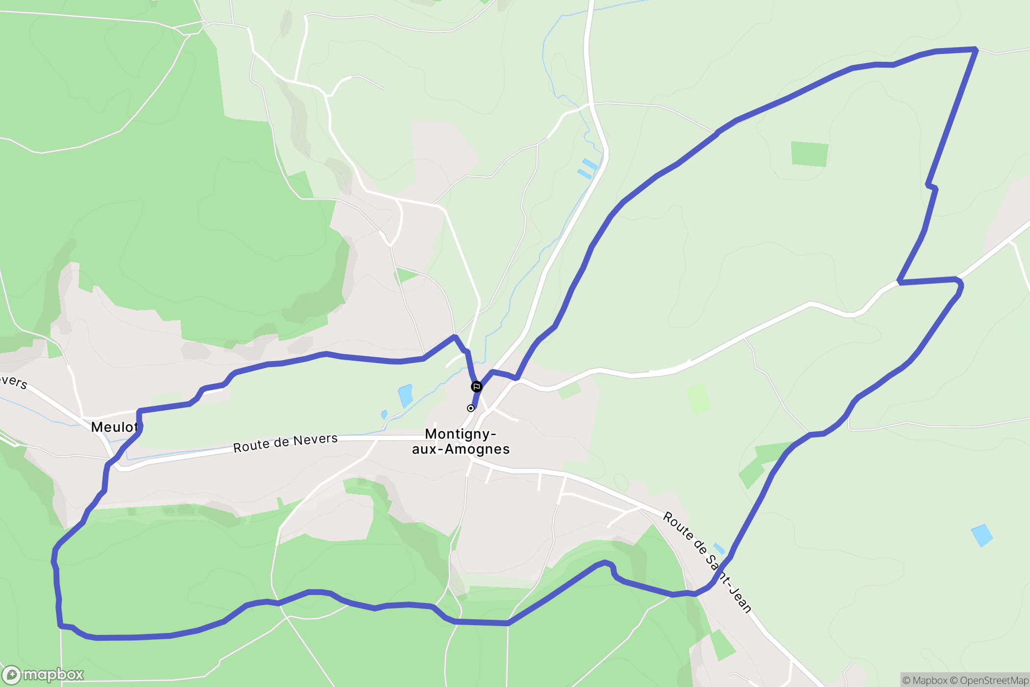 Montigny-aux-Amognes : carte du parcours de randonnée - France