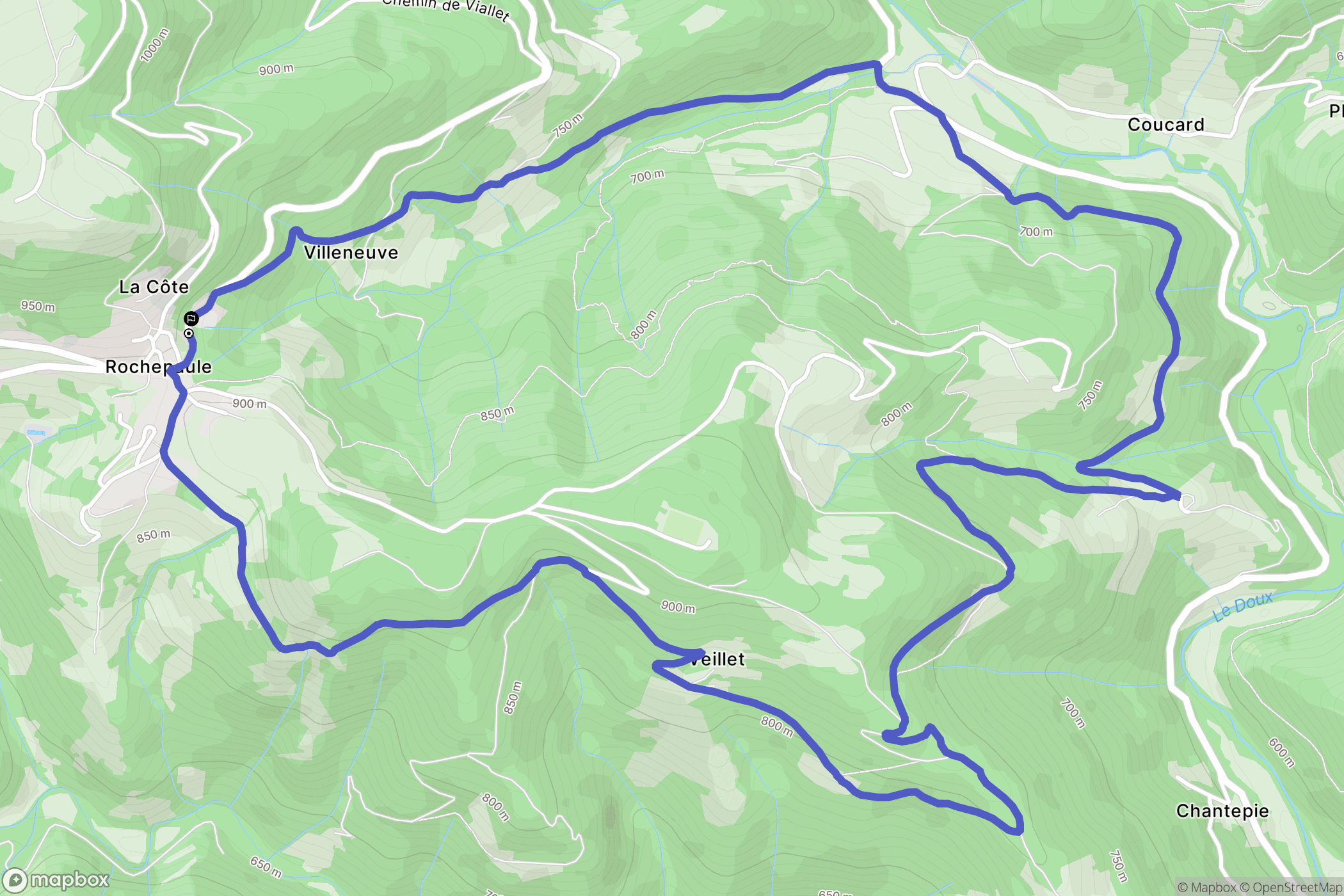 Rochepaule : carte du parcours de randonnée - France
