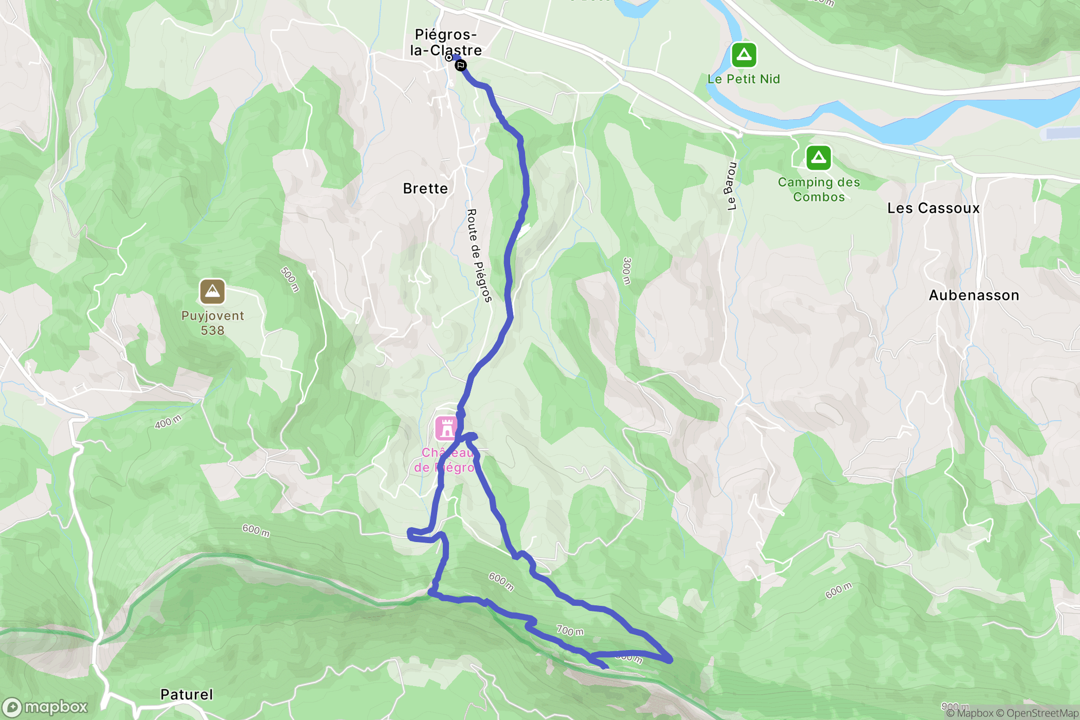 Piégros-la-Clastre : carte du parcours de randonnée - France
