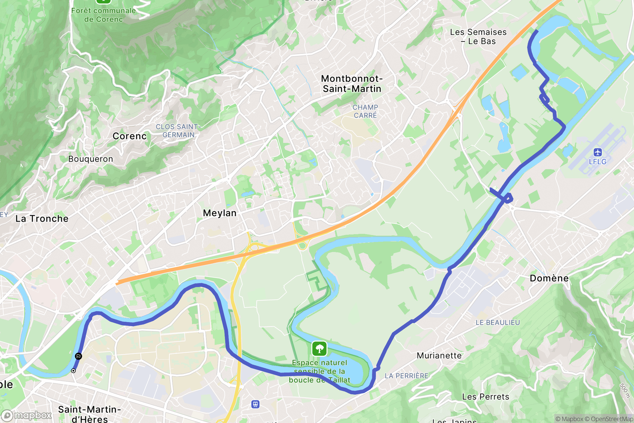 Saint-Martin-d'Hères : carte du parcours de randonnée - France