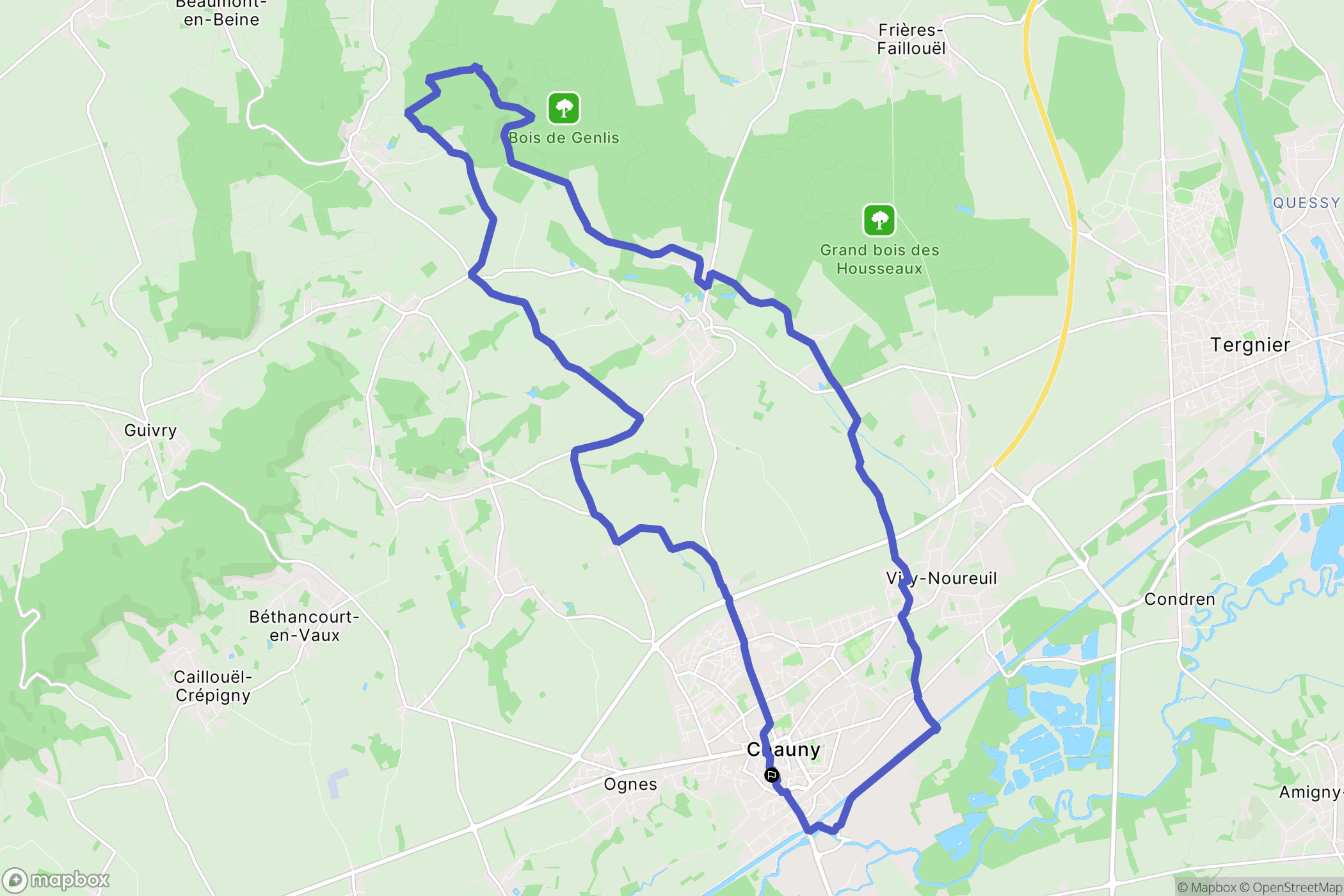 Chaugny : carte du parcours de randonnée - France