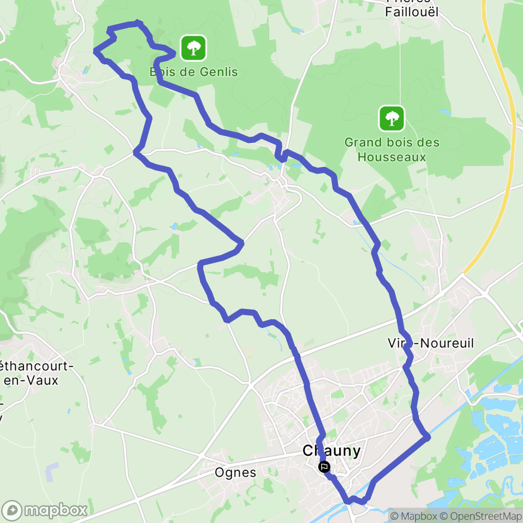 Chaugny : carte du parcours de randonnée - France