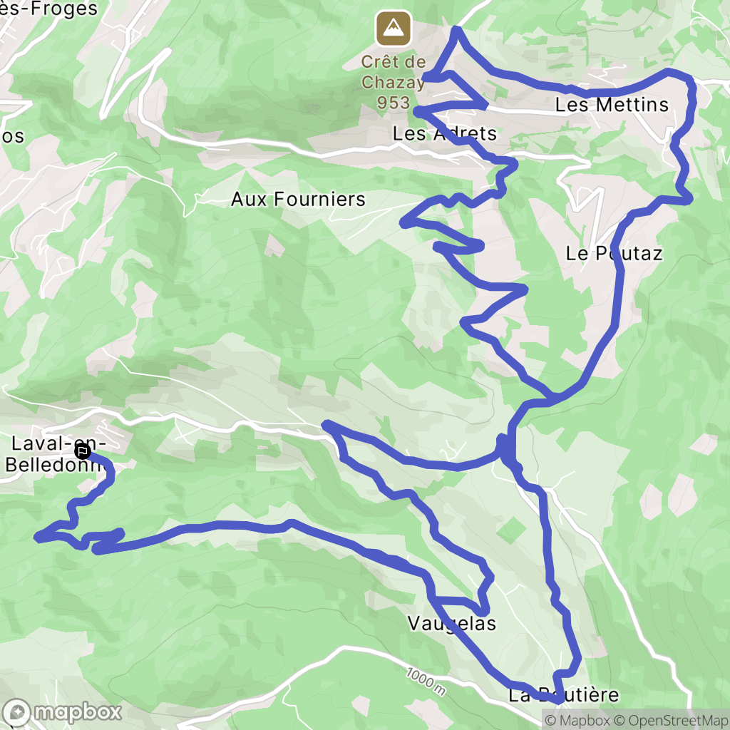 Laval-en-Belledonne : carte du parcours de randonnée - France