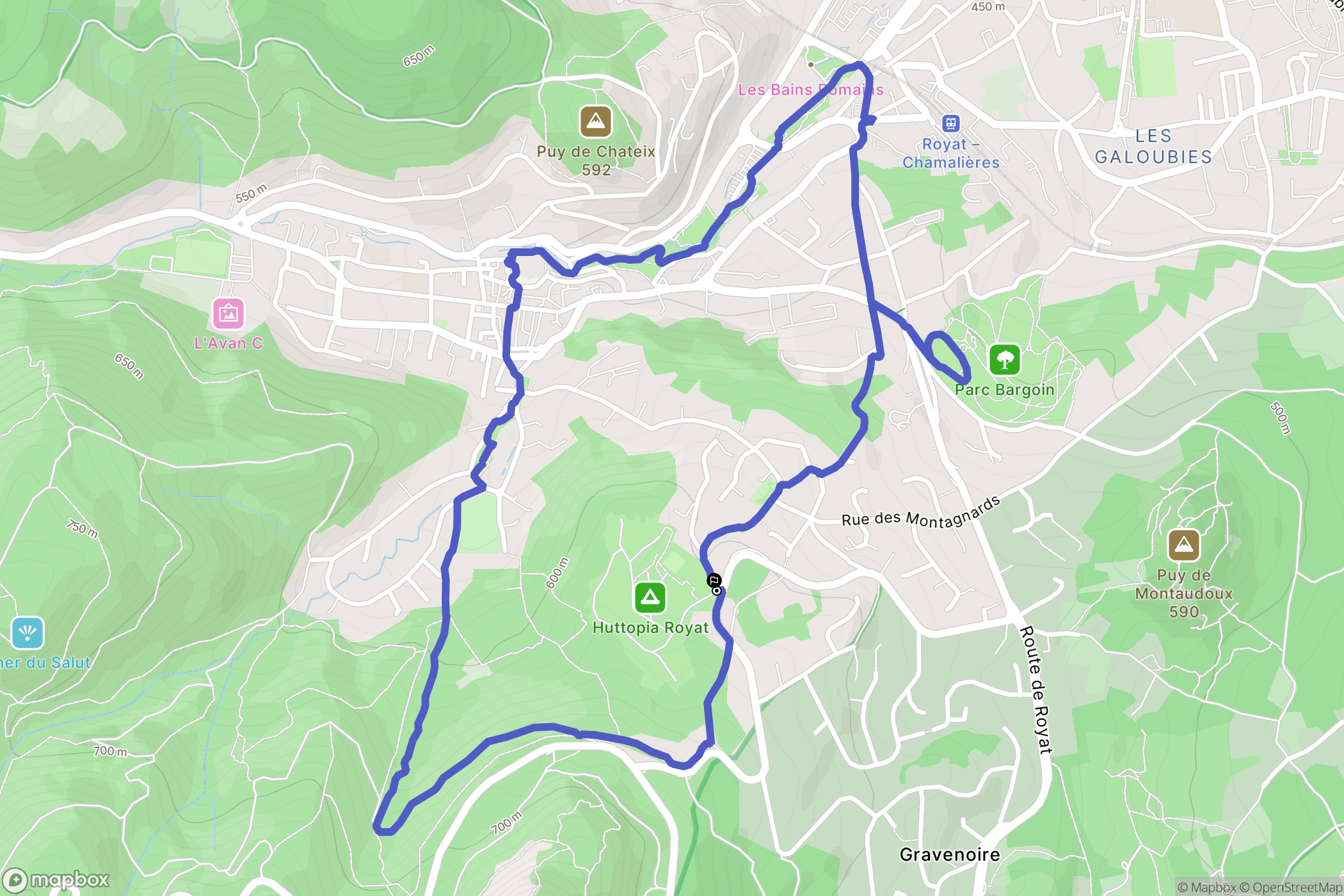 Royat : carte du parcours de randonnée - France