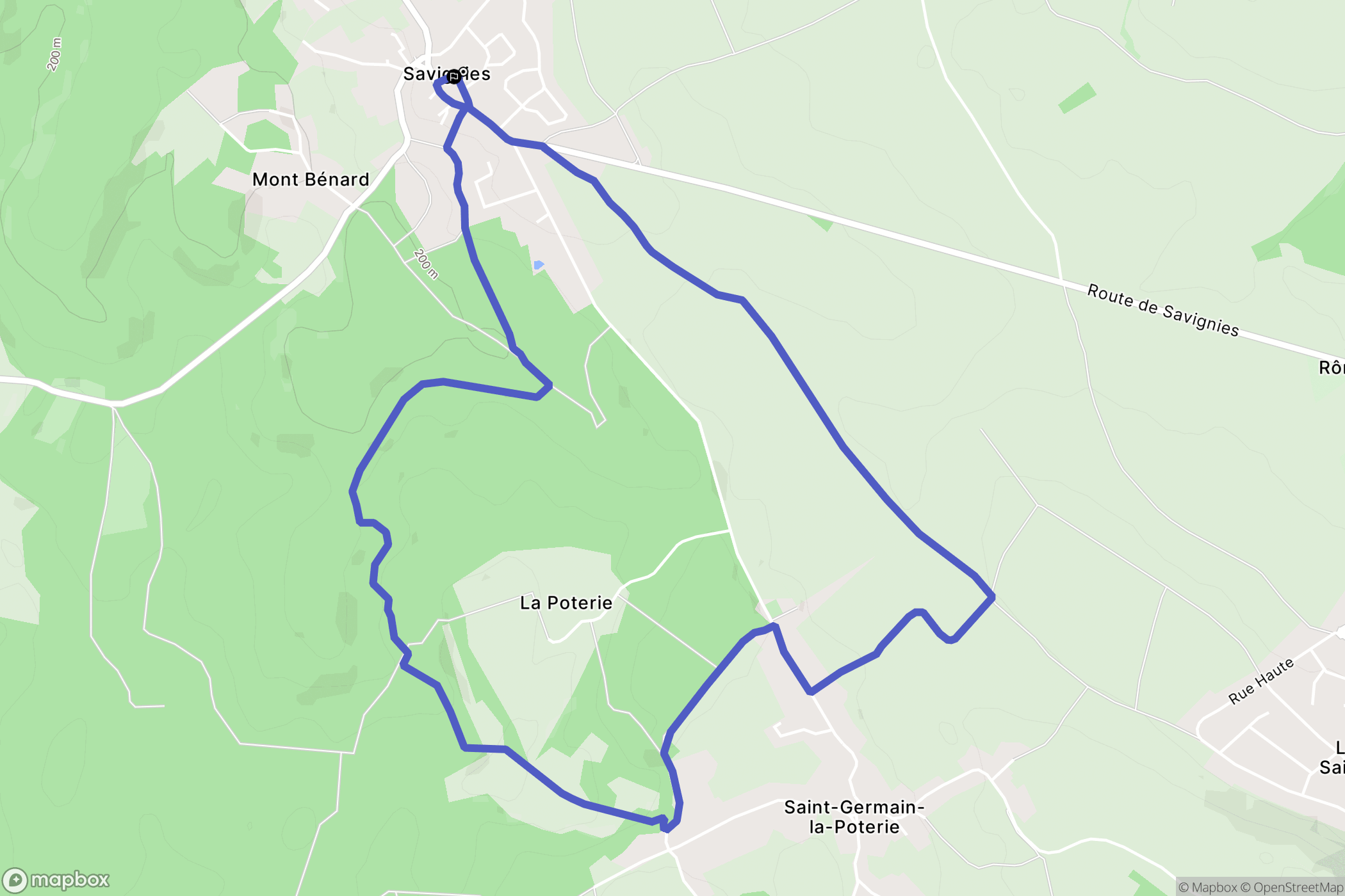 Savignies : carte du parcours de randonnée - France