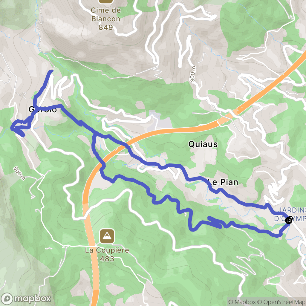 Menton : carte du parcours de randonnée - France