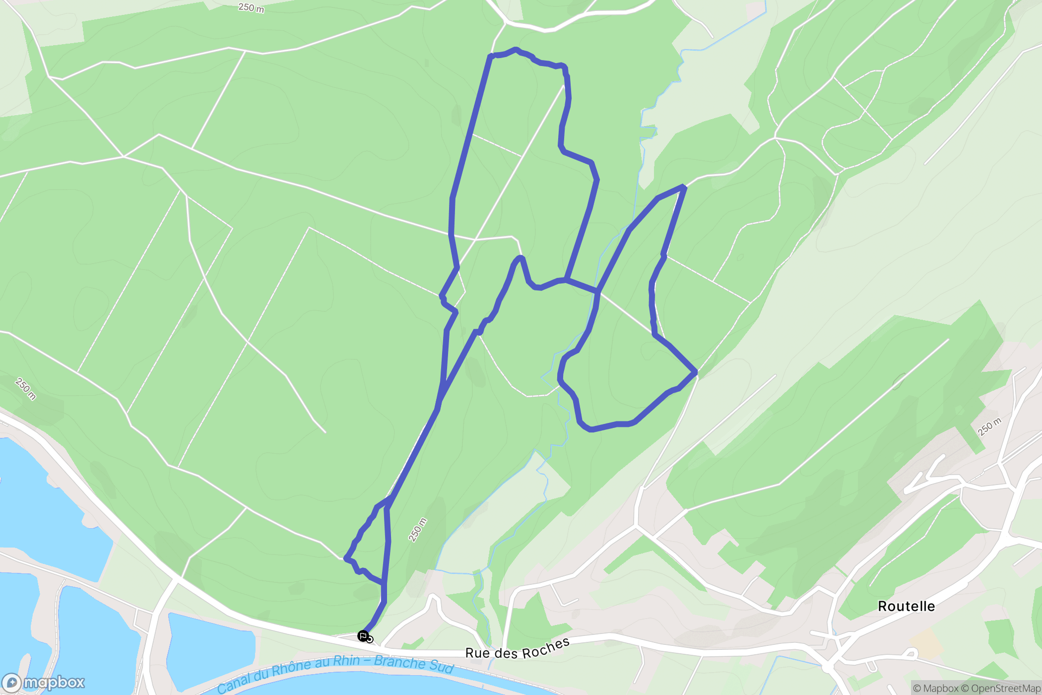 Osselle-Routelle : carte du parcours de randonnée - France