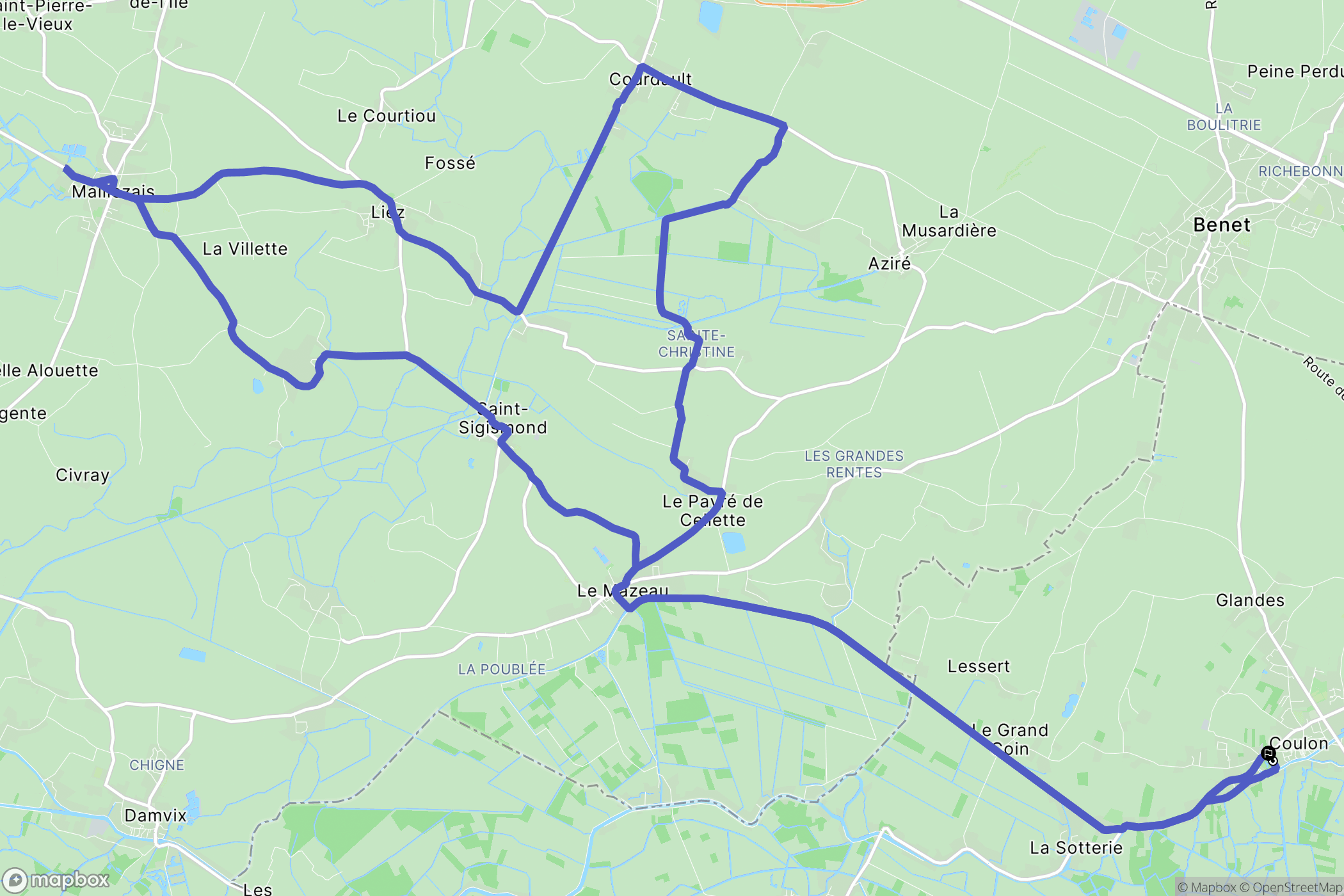 Coulon : carte du parcours de randonnée - France