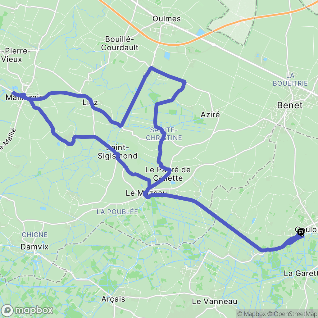 Coulon : carte du parcours de randonnée - France