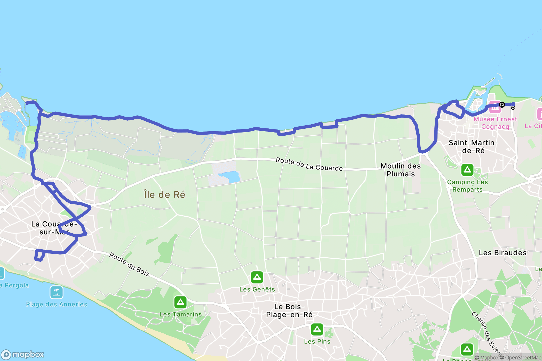 saint martin de Ré : carte du parcours de randonnée - France