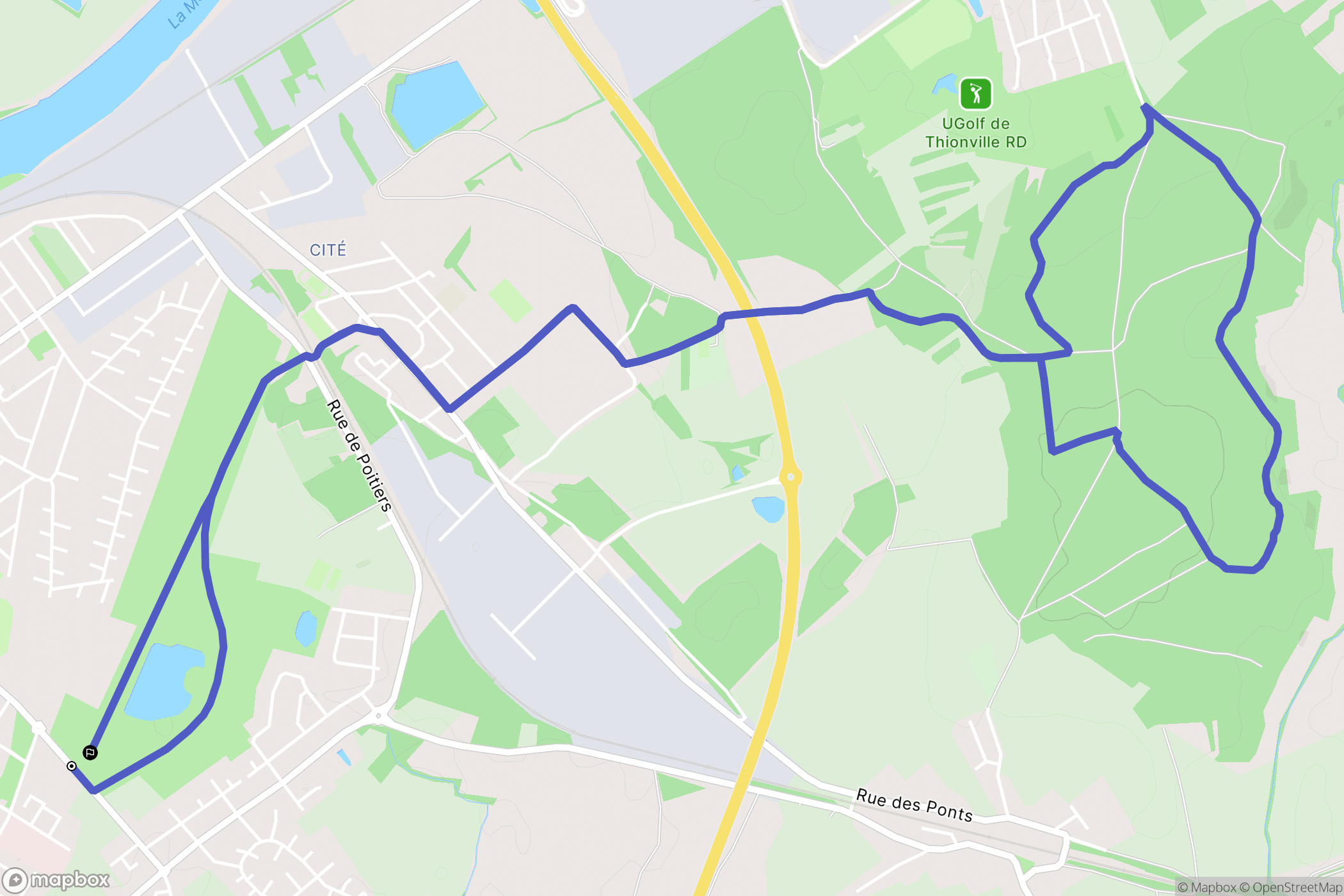 Yutz : carte du parcours de randonnée - France