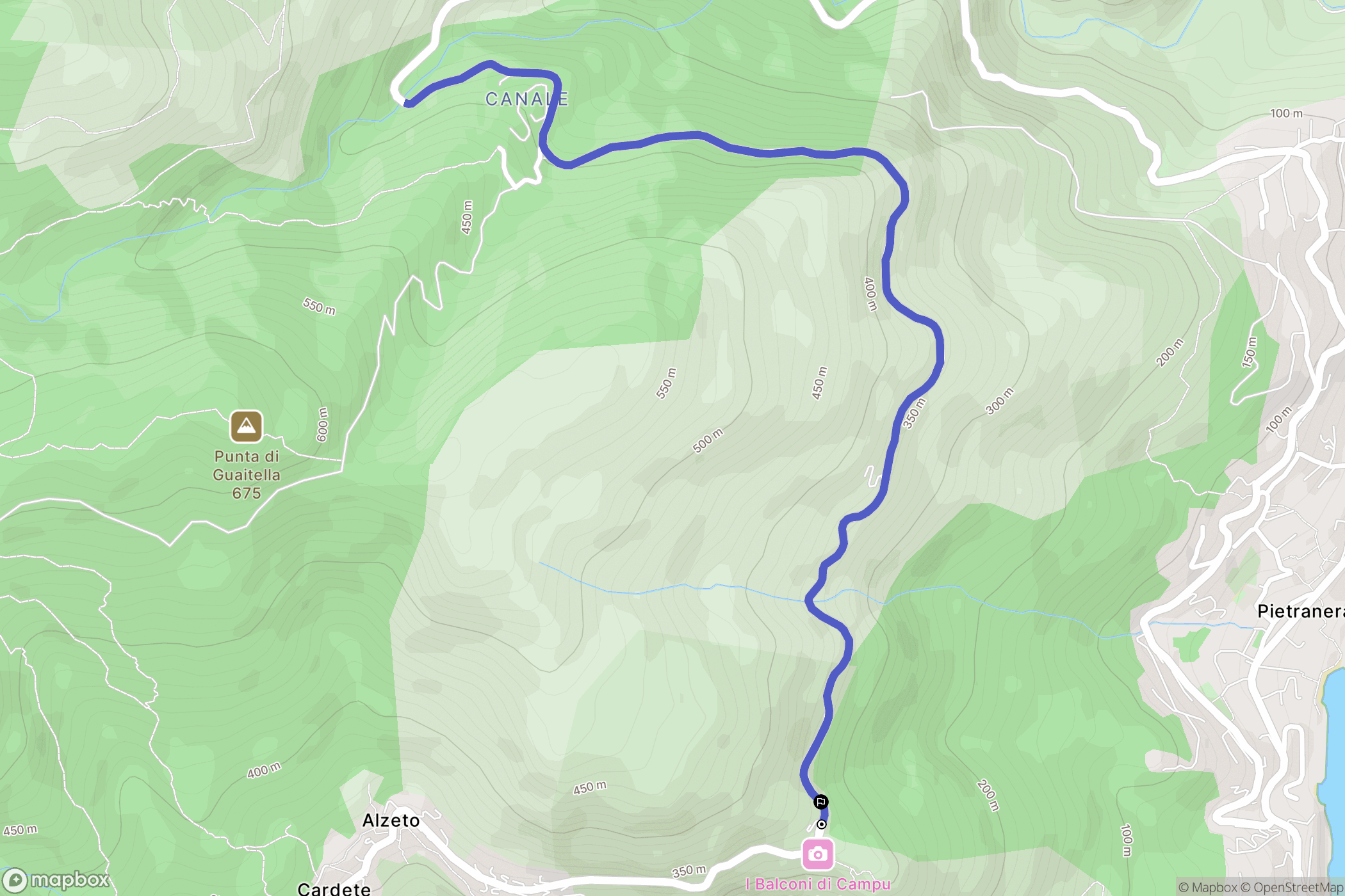 Ville-di-Pietrabugno : carte du parcours de randonnée - France