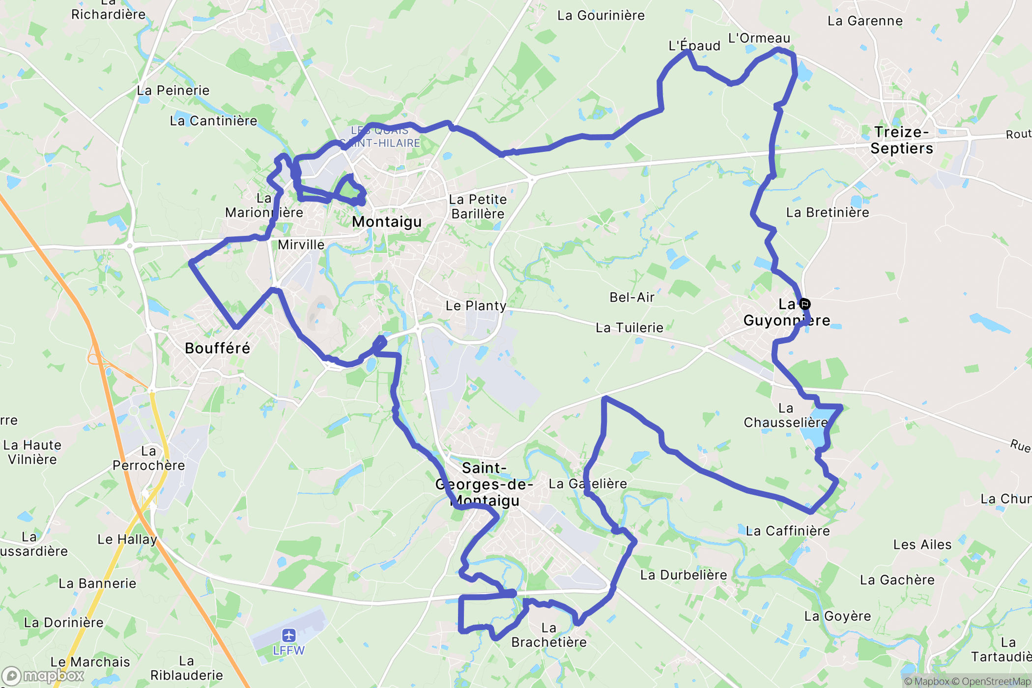 Montaigu : carte du parcours de randonnée - France
