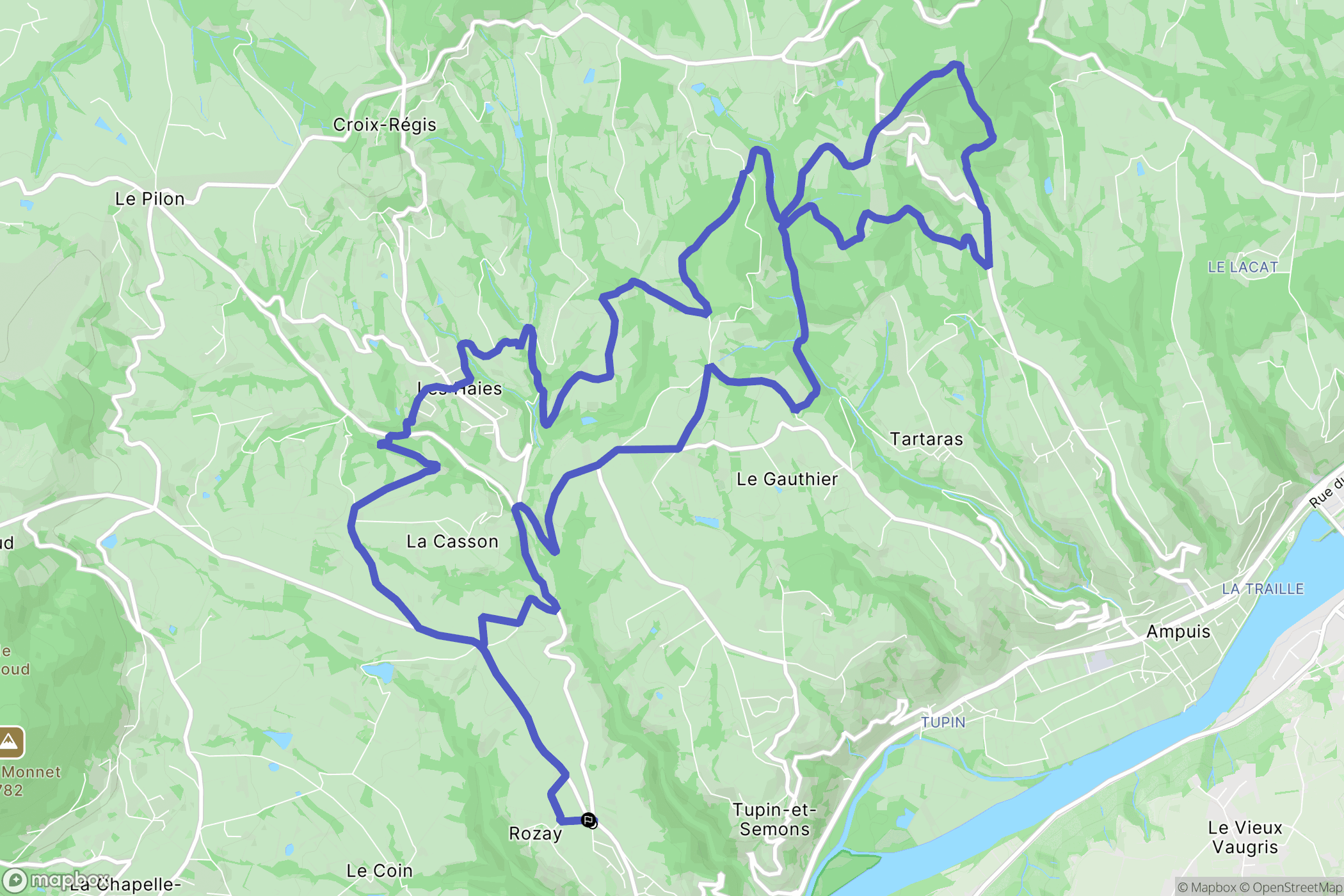 Condrieu : carte du parcours de randonnée - France