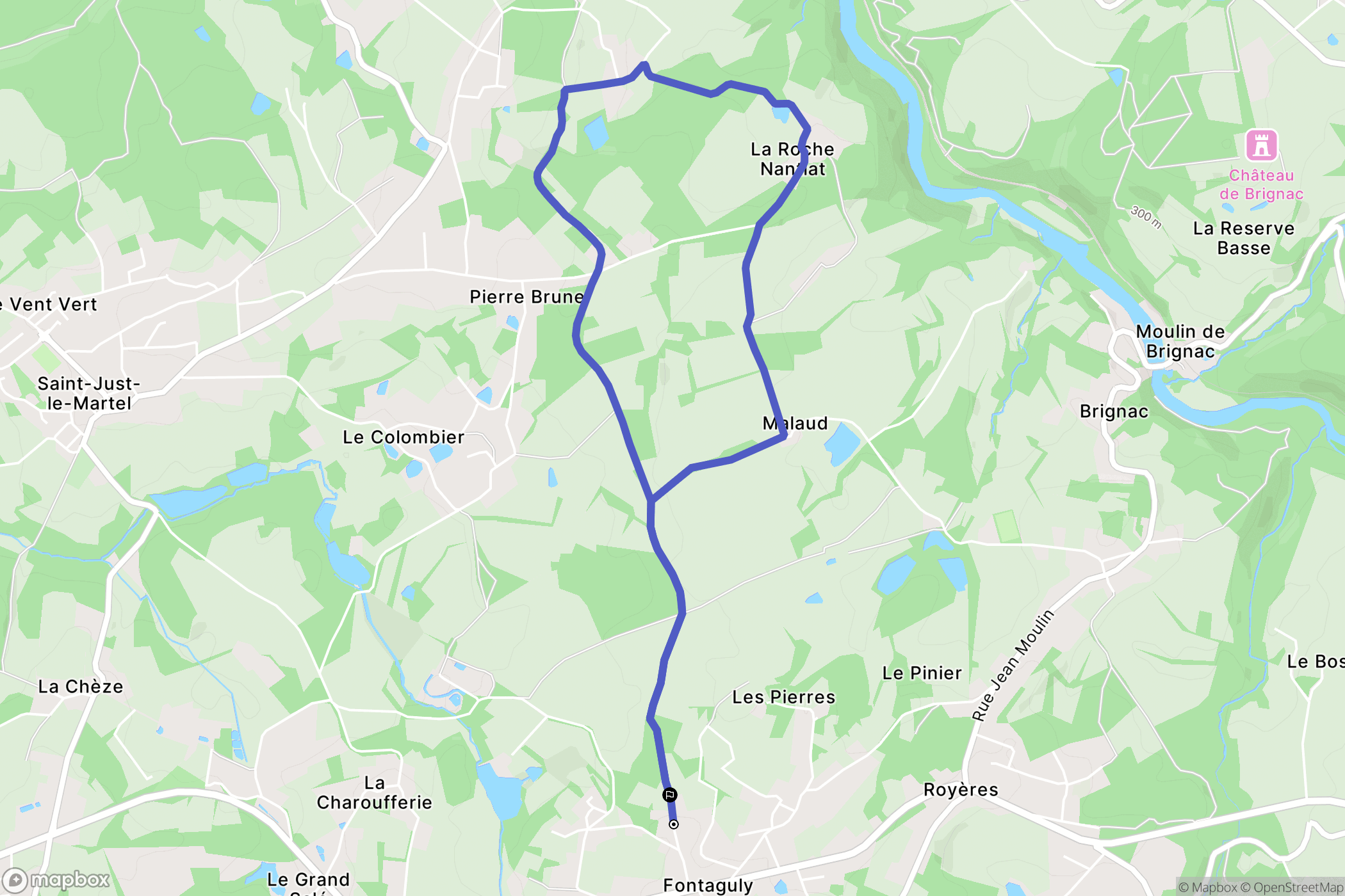 Saint-Just-le-Martel : carte du parcours de randonnée - France