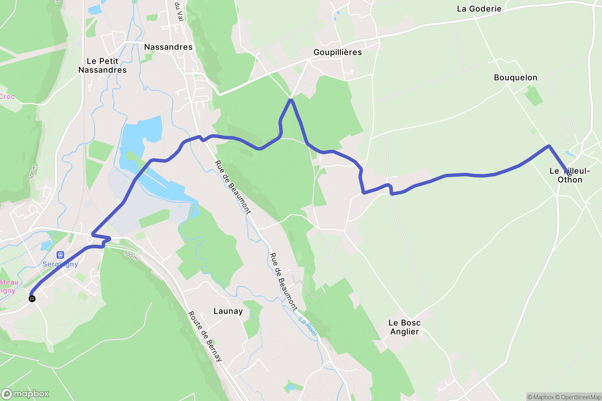 Goupil-Othon : carte du parcours de randonnée - France