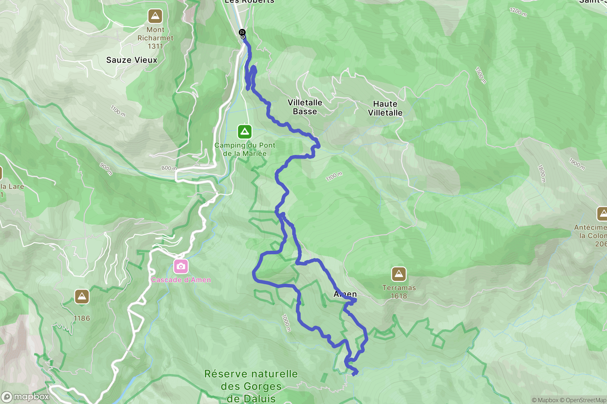 Guillaumes : carte du parcours de randonnée - France