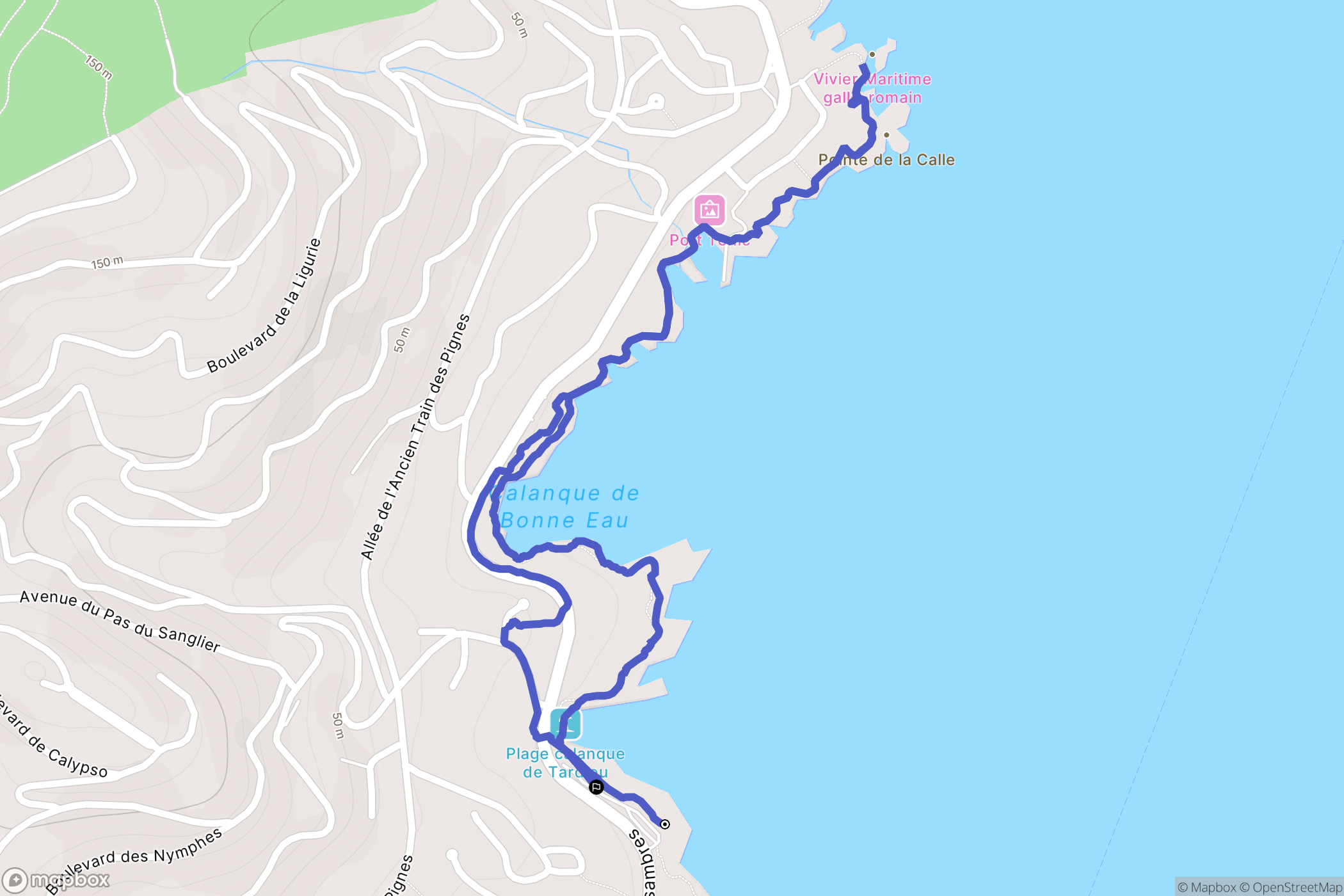 Roquebrune-sur-Argens : carte du parcours de randonnée - France