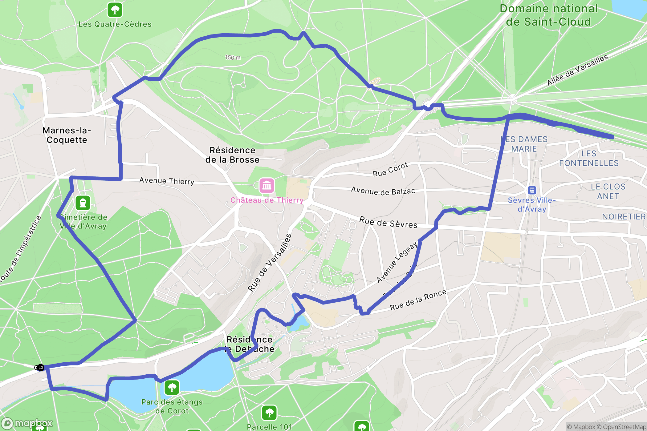 Ville-d'Avray : carte du parcours de randonnée - France