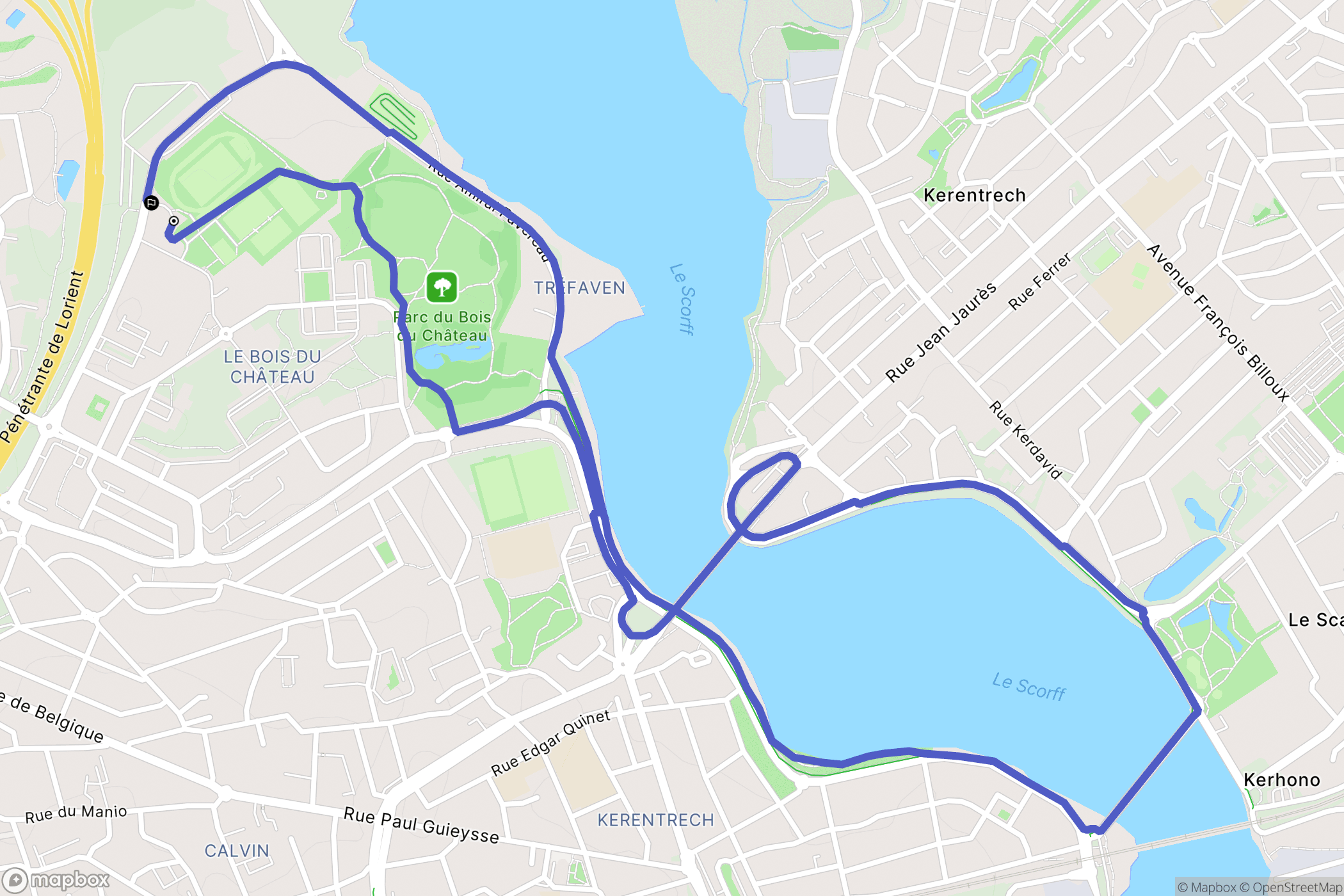 Lorient : carte du parcours de randonnée - France