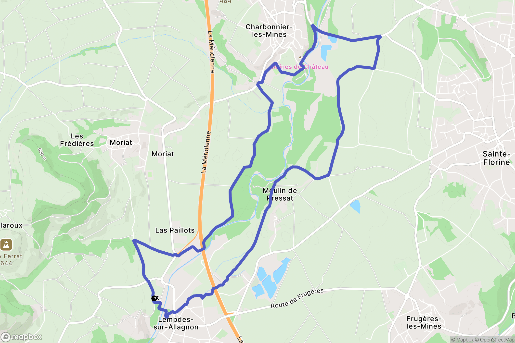 Lempdes-sur-Allagnon : carte du parcours de randonnée - France