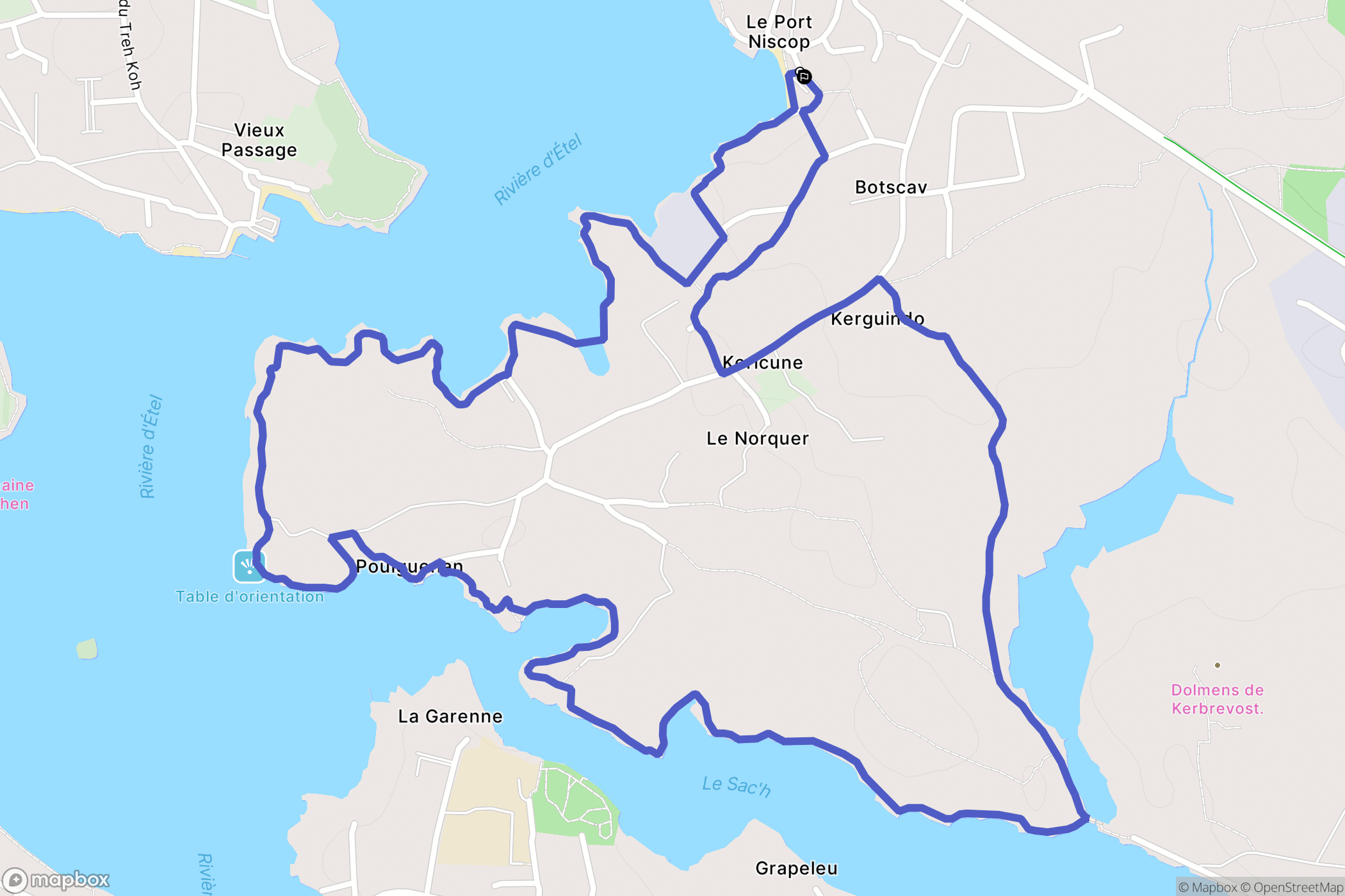 Belz : carte du parcours de randonnée - France