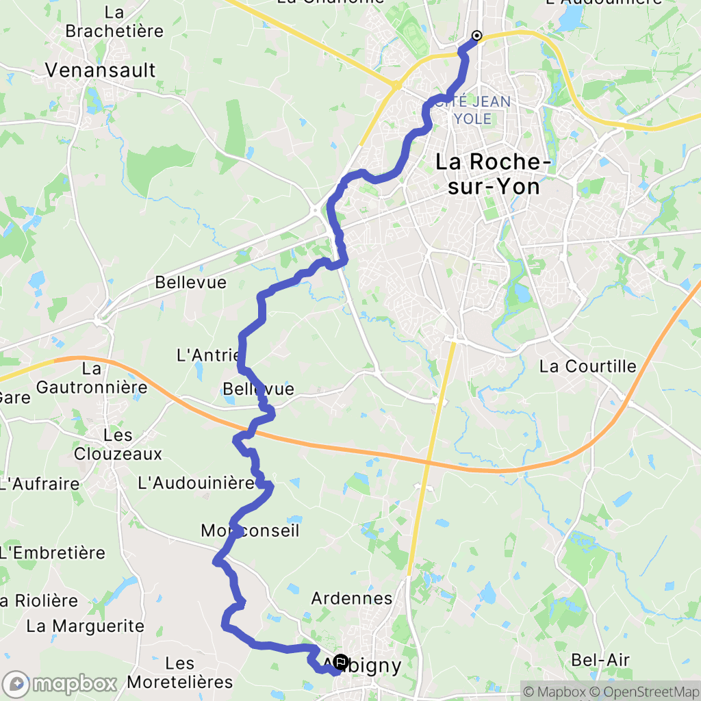 La Roche-sur-Yon : carte du parcours de randonnée - France