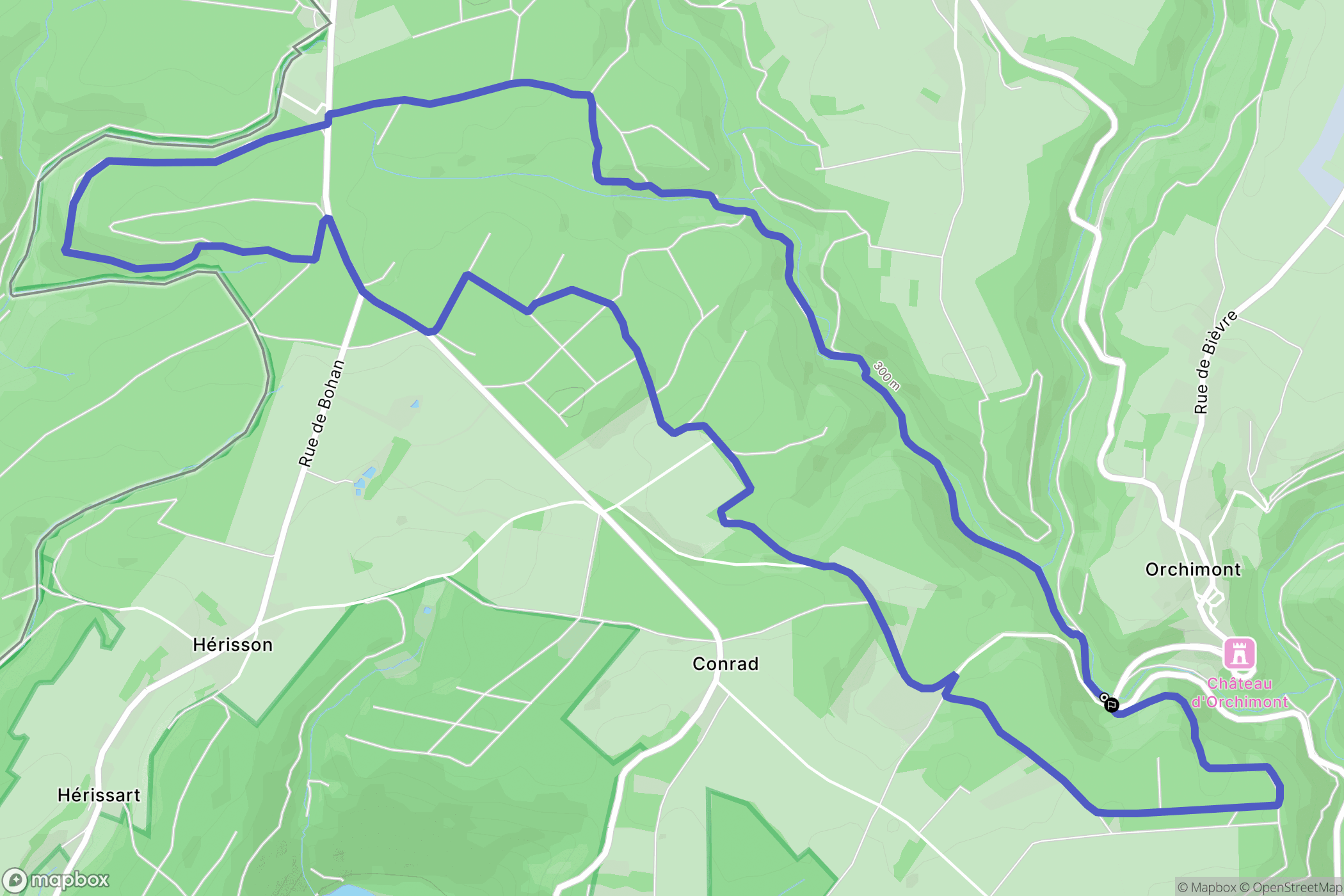 Orchimont : carte du parcours de randonnée - Belgium