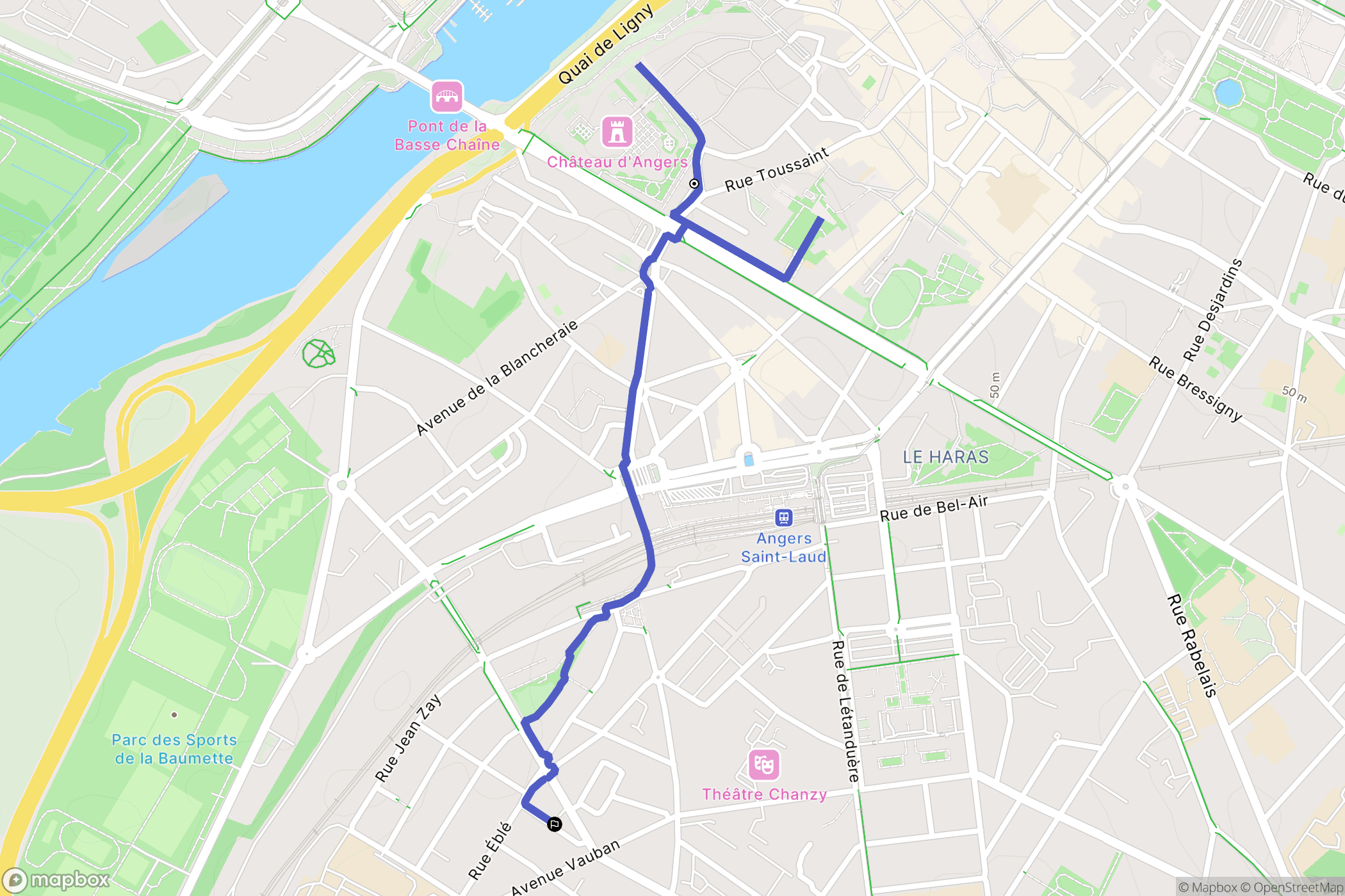 Angers : carte du parcours de randonnée - France