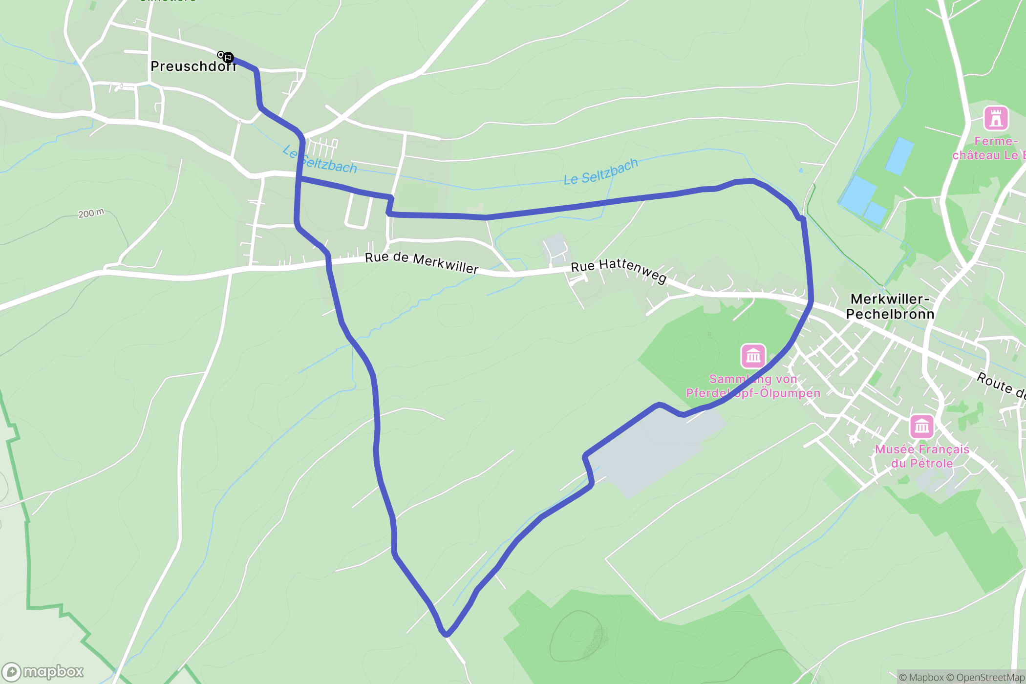 Preuschdorf : carte du parcours de randonnée - France