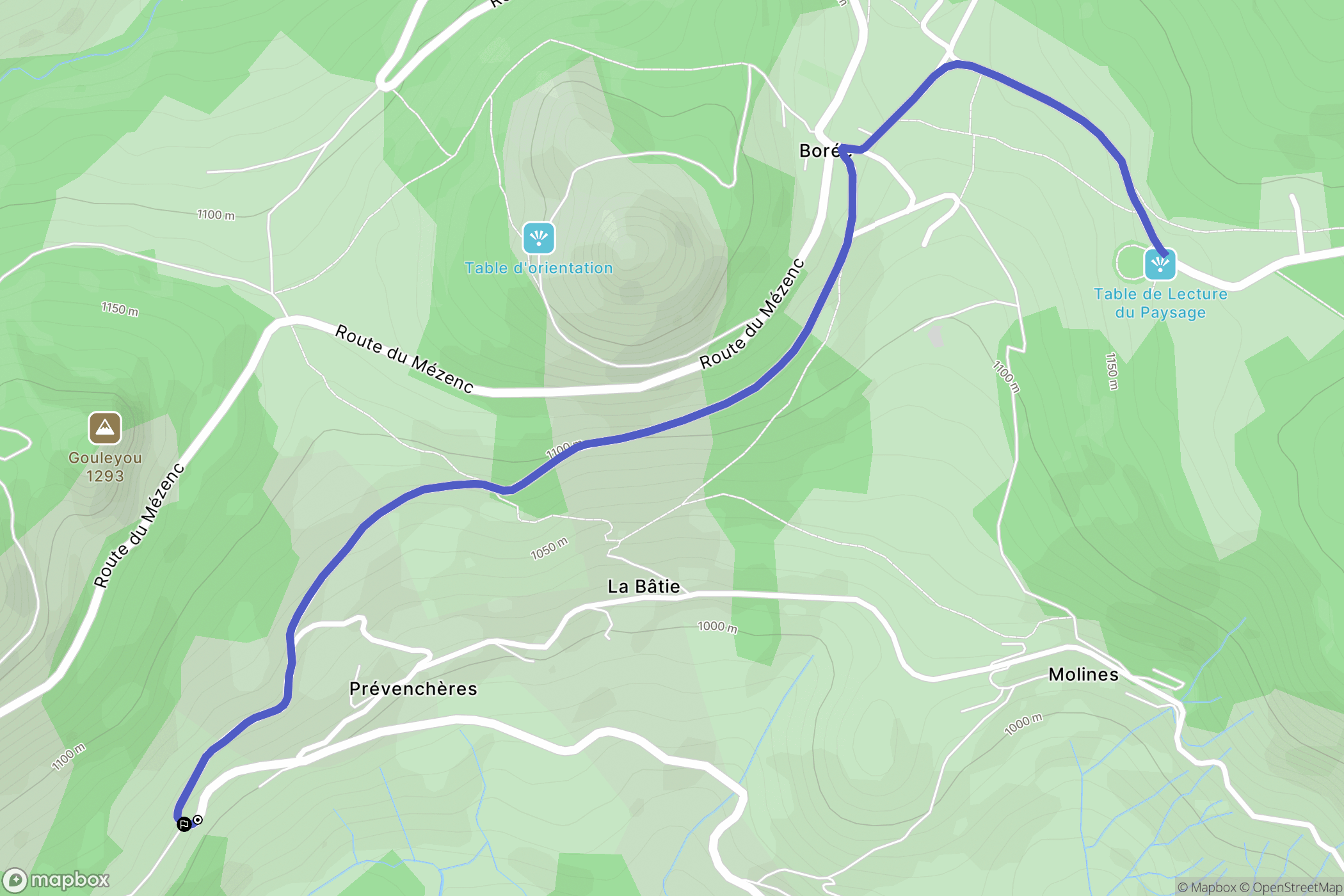 Borée : carte du parcours de randonnée - France