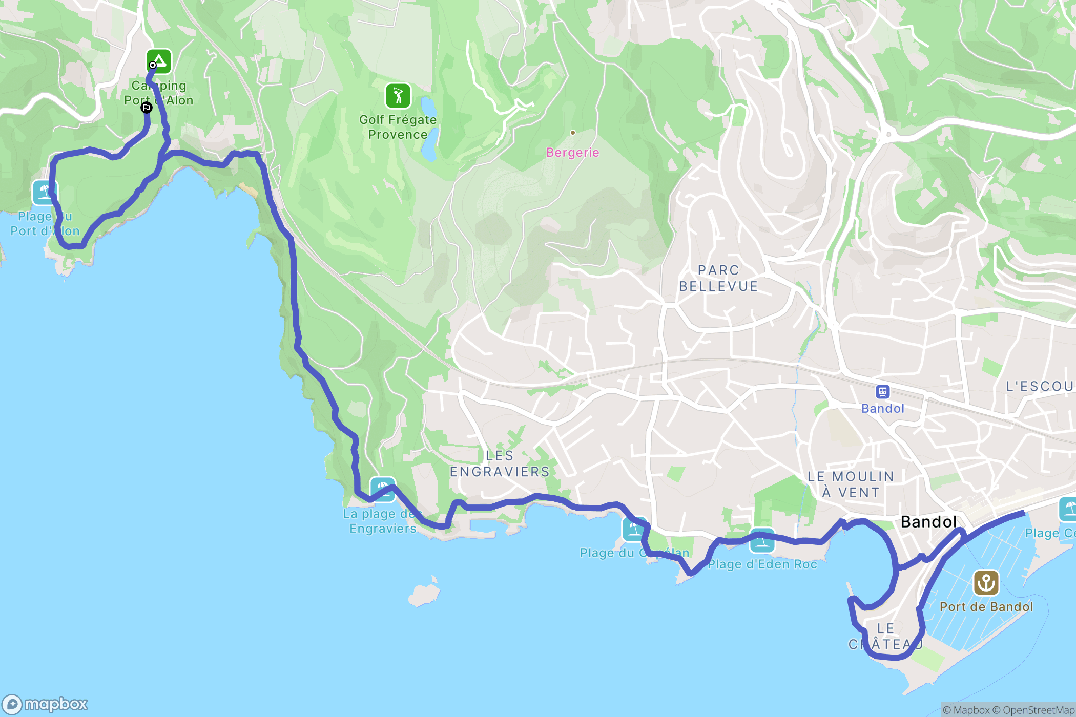 Saint-Cyr-sur-Mer : carte du parcours de randonnée - France